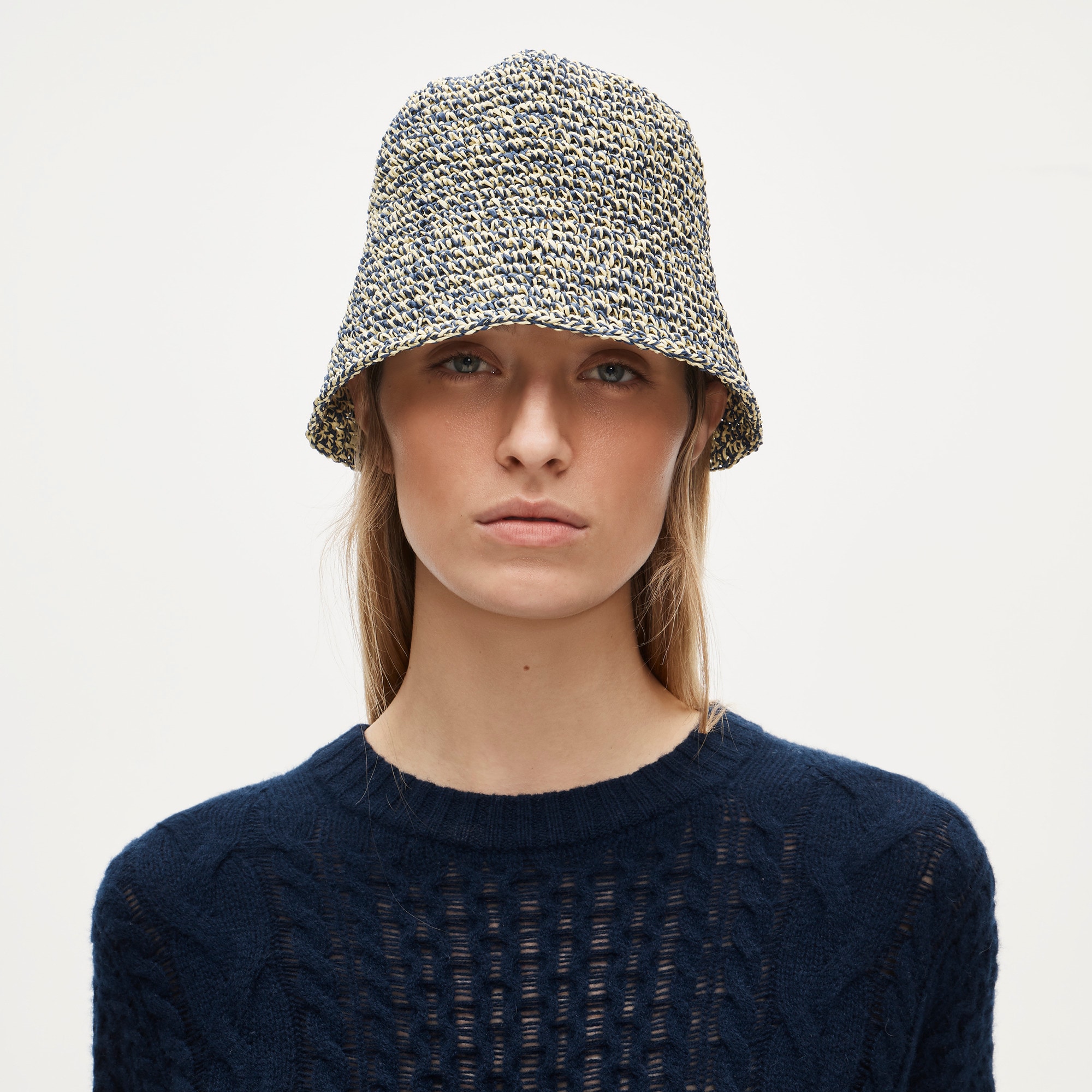 Handcrocheted marled straw hat