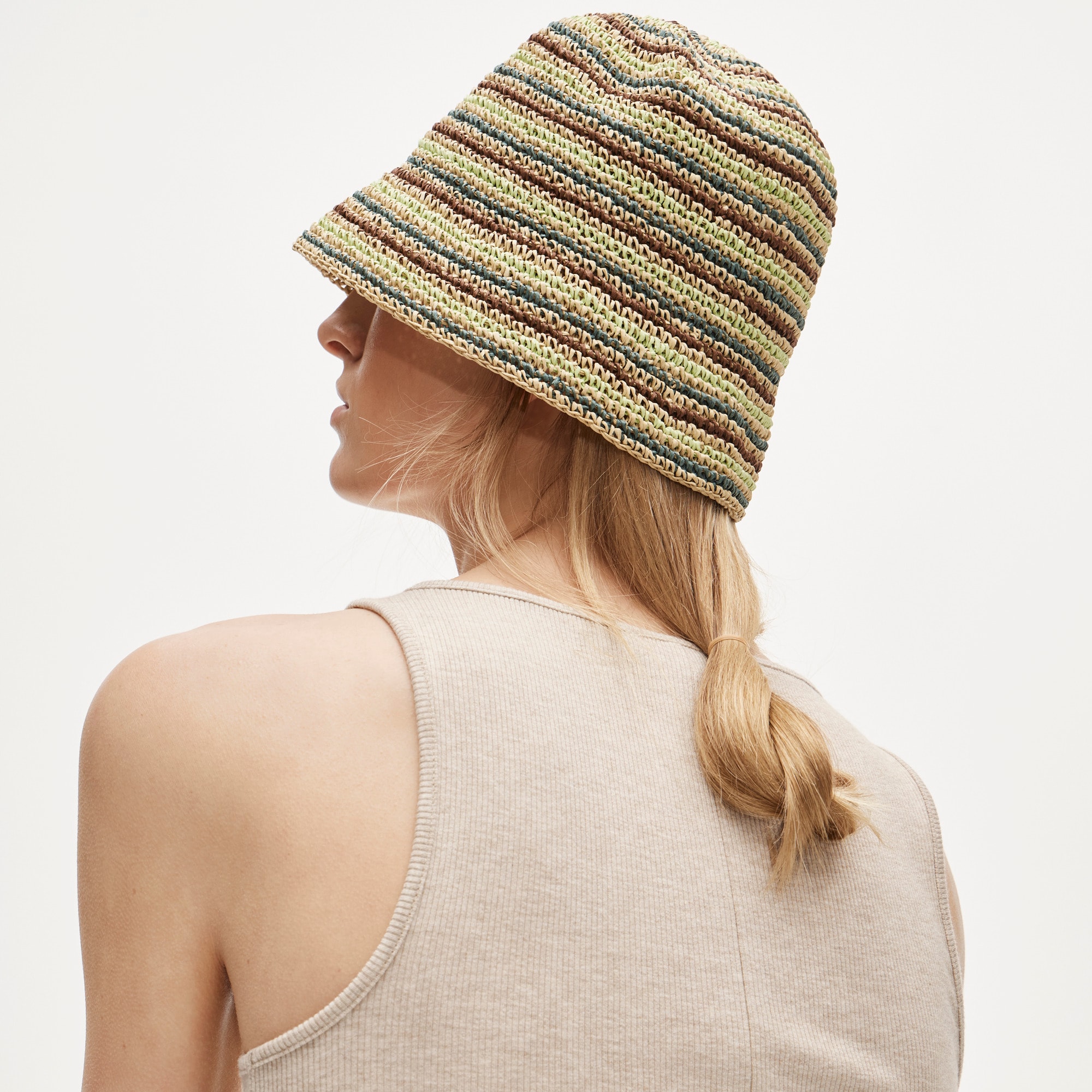Handcrocheted Straw Hat In Stripe For Women | J.Crew