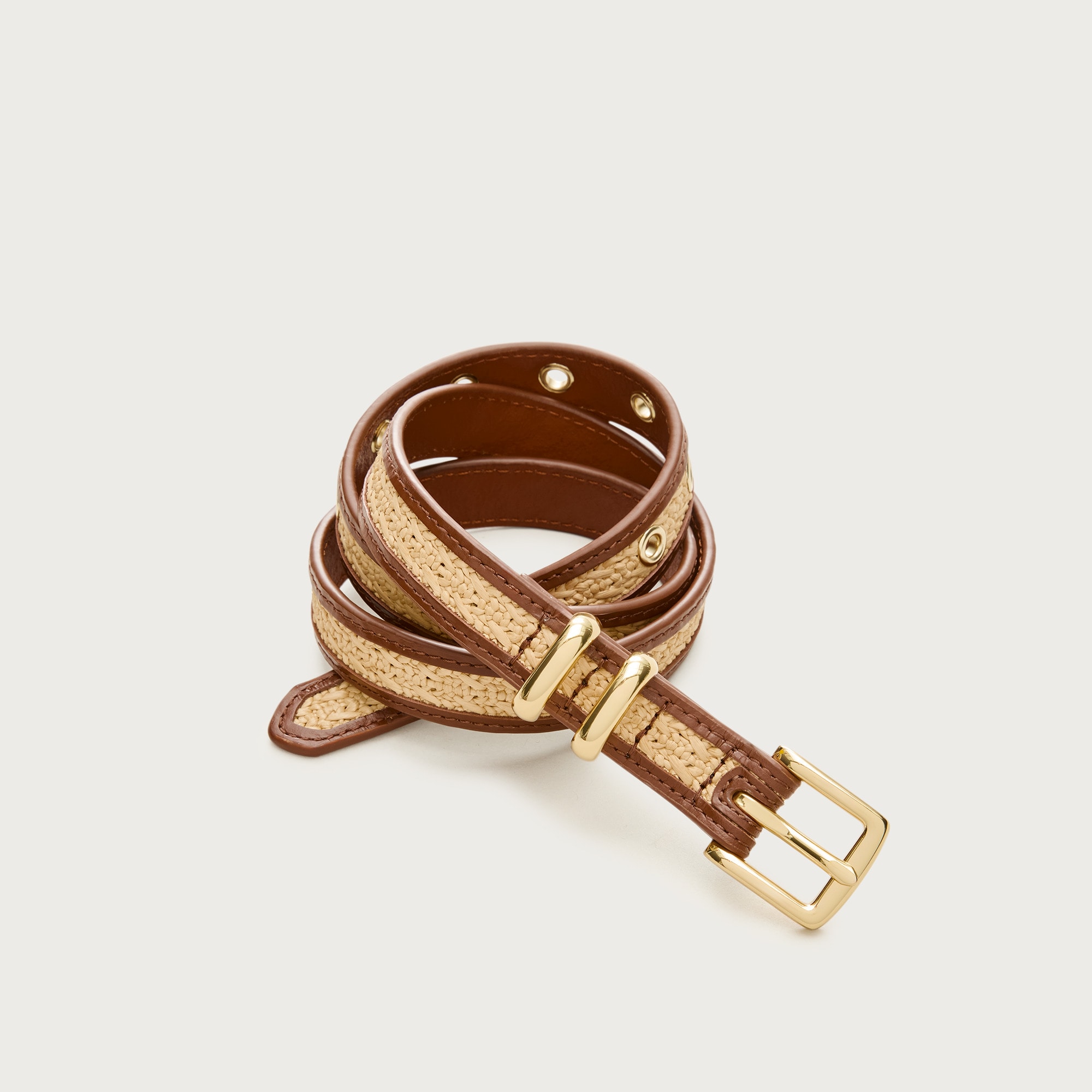 Thin woven belt with leather trim from J.Crew - $85