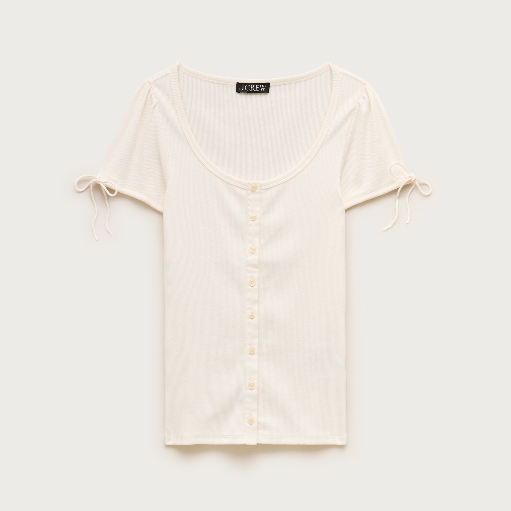 Perfect rib button-up shirt with satin trim