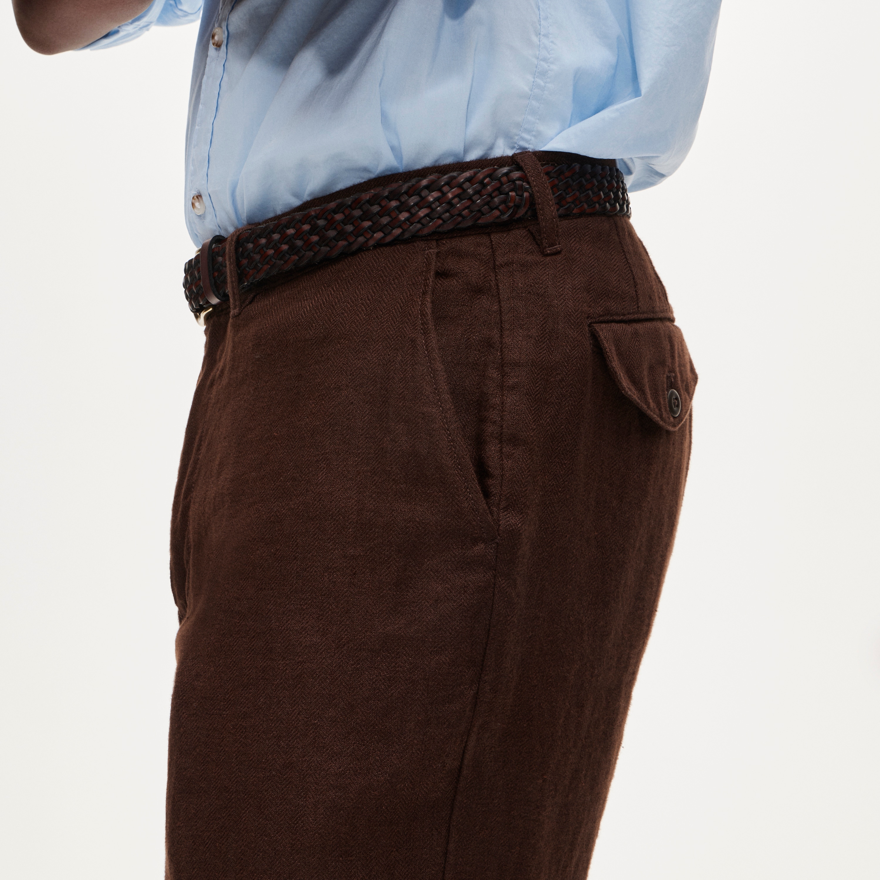 Classic-fit trouser in linen herringbone