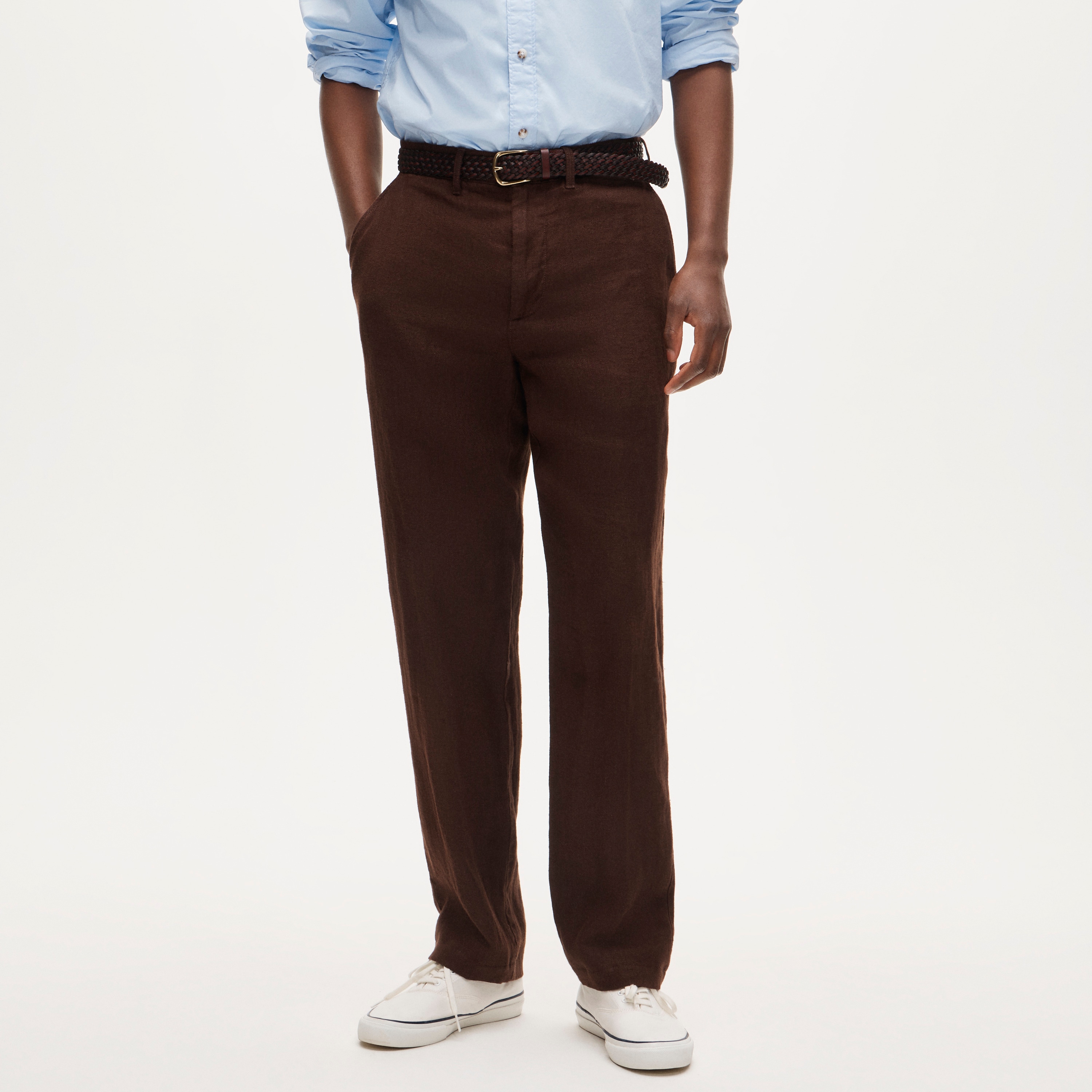 Classic-fit trouser in linen herringbone