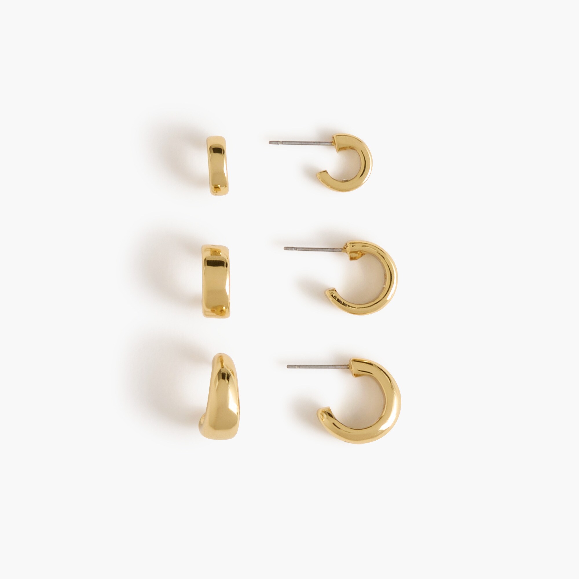 gold hoop earrings set-of-three for women