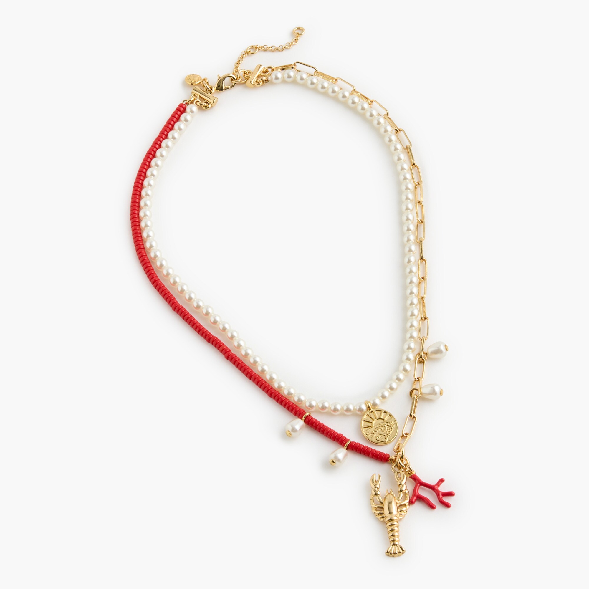 layered lobster charm necklace for women