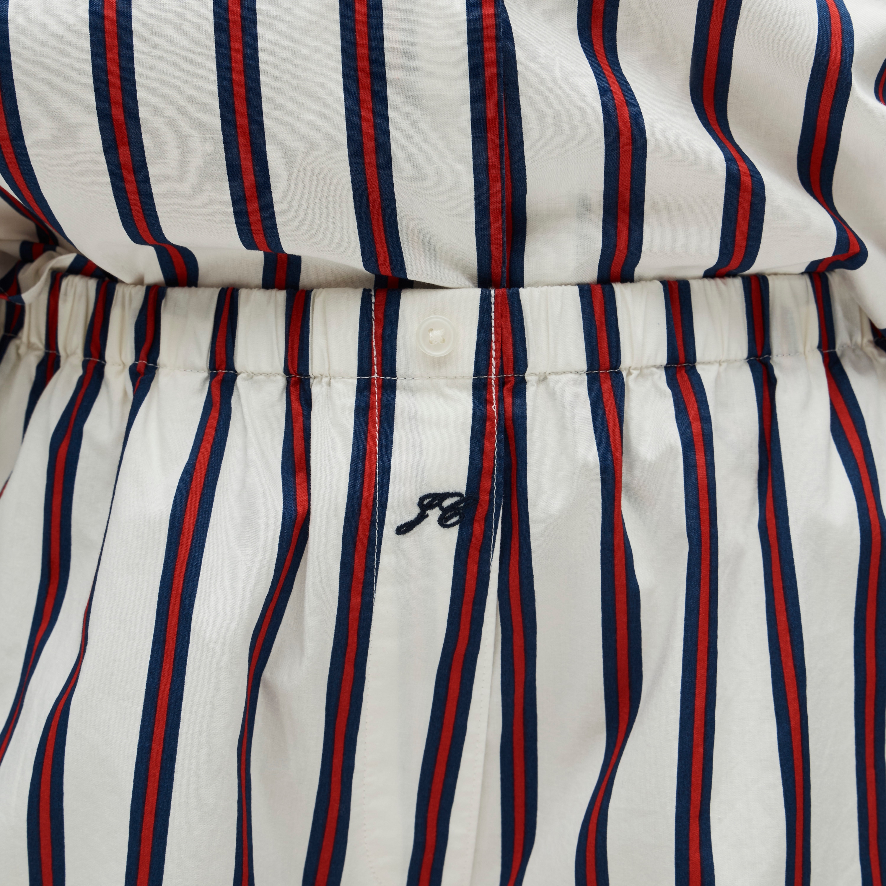 Pajama short set in striped cotton poplin