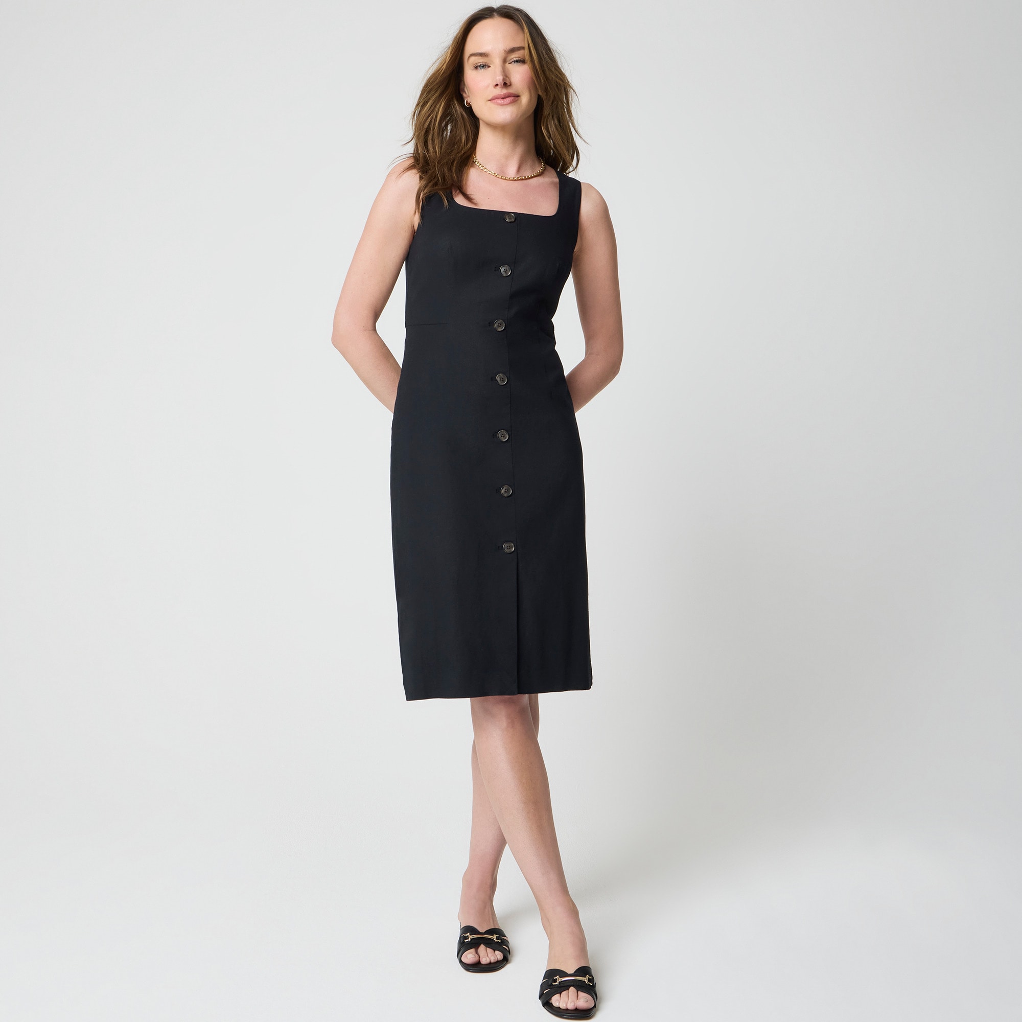 chinese dress ladies Luiza Button White Front Dress | 100% Cotton & A-Line Design | Half-Button Front & Lightweight Softness main image 1