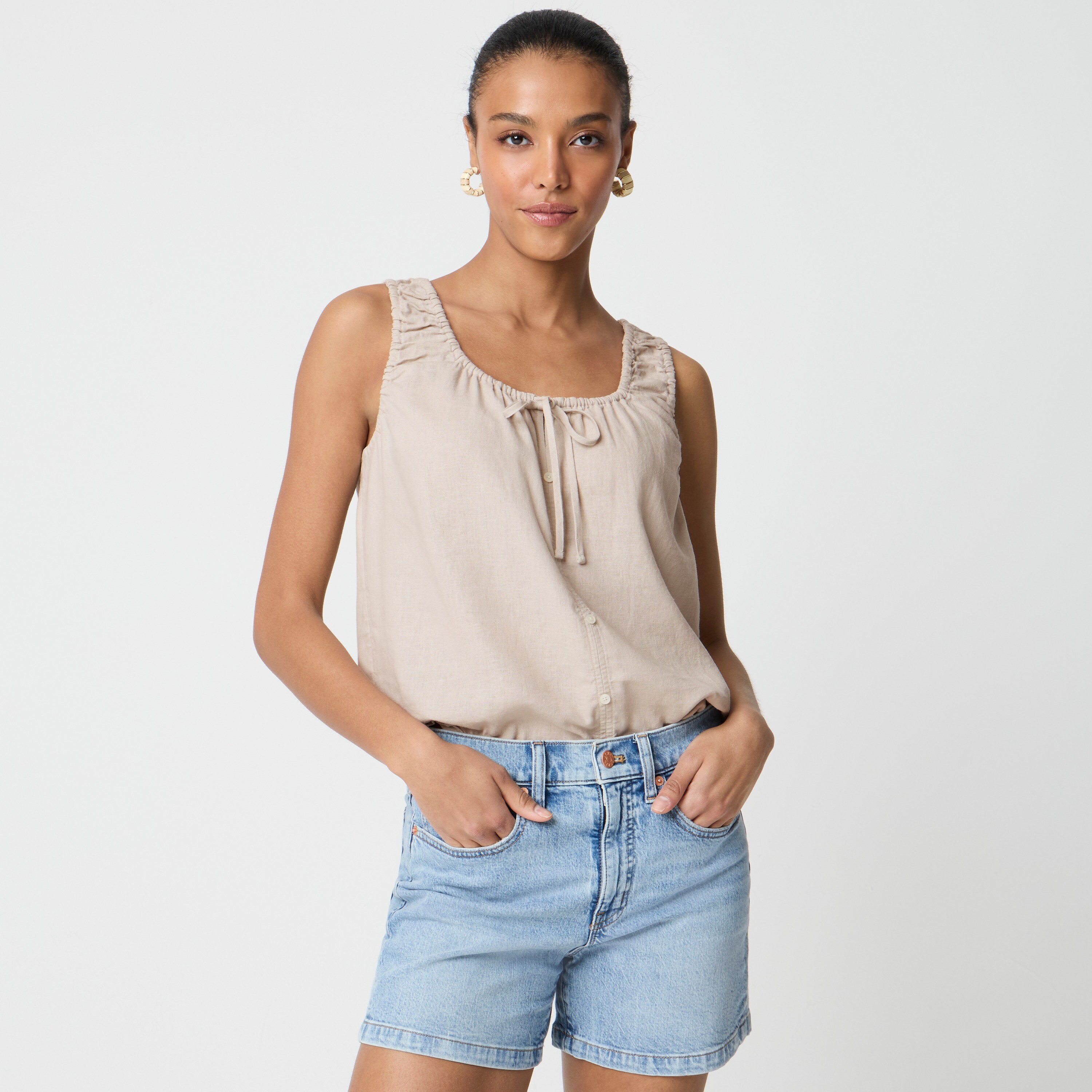 Linen-blend tank top