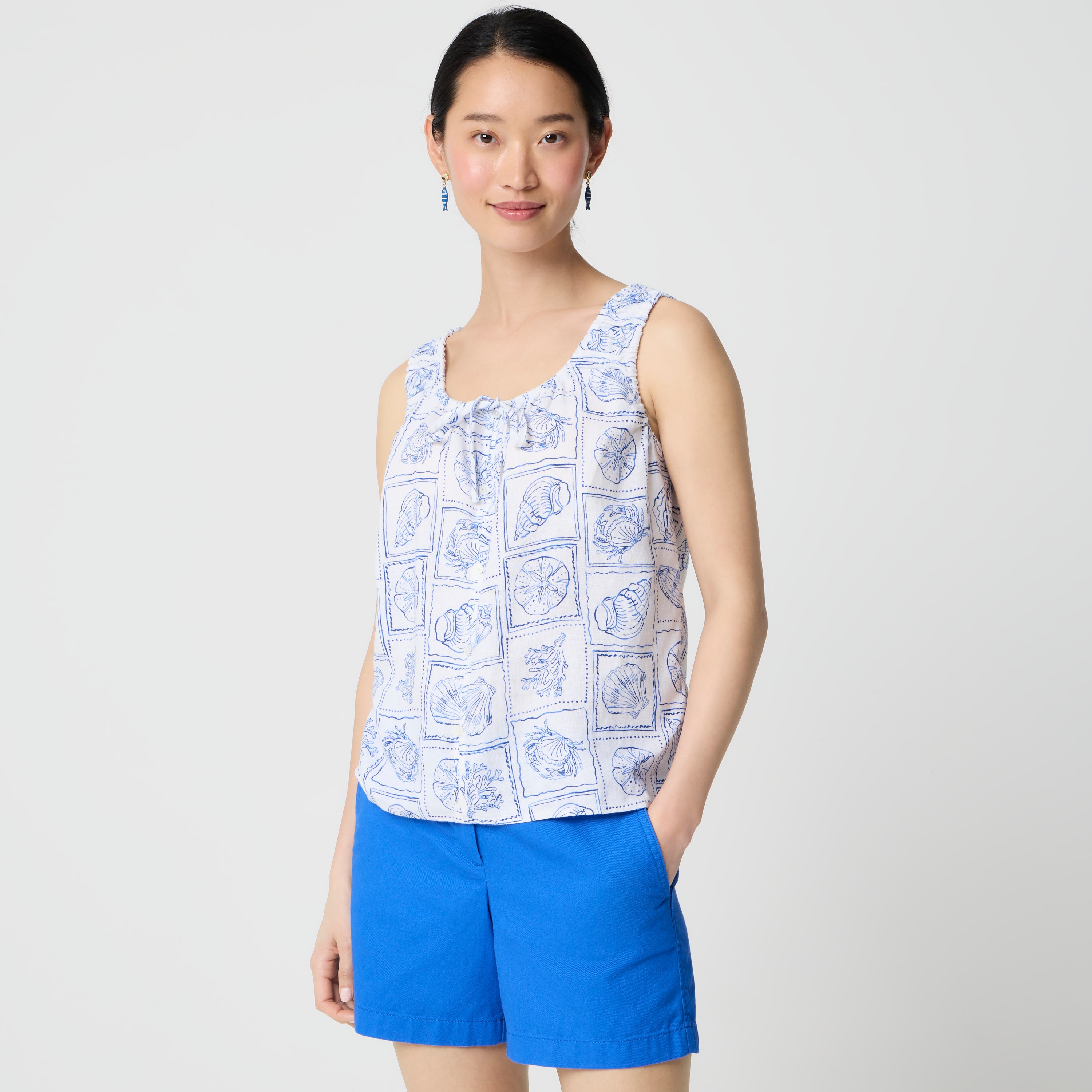 Linen-blend tank top