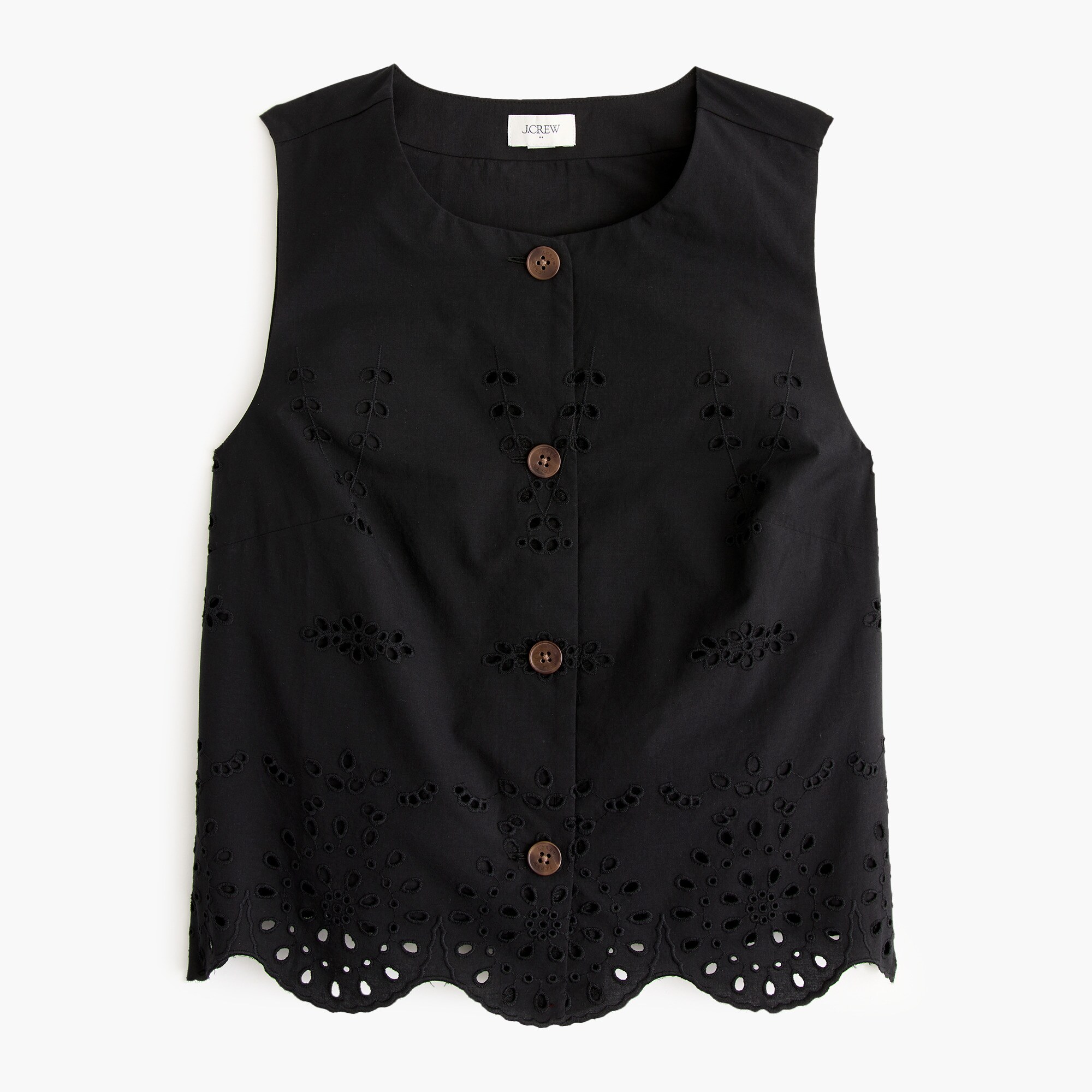 Eyelet button-front shell