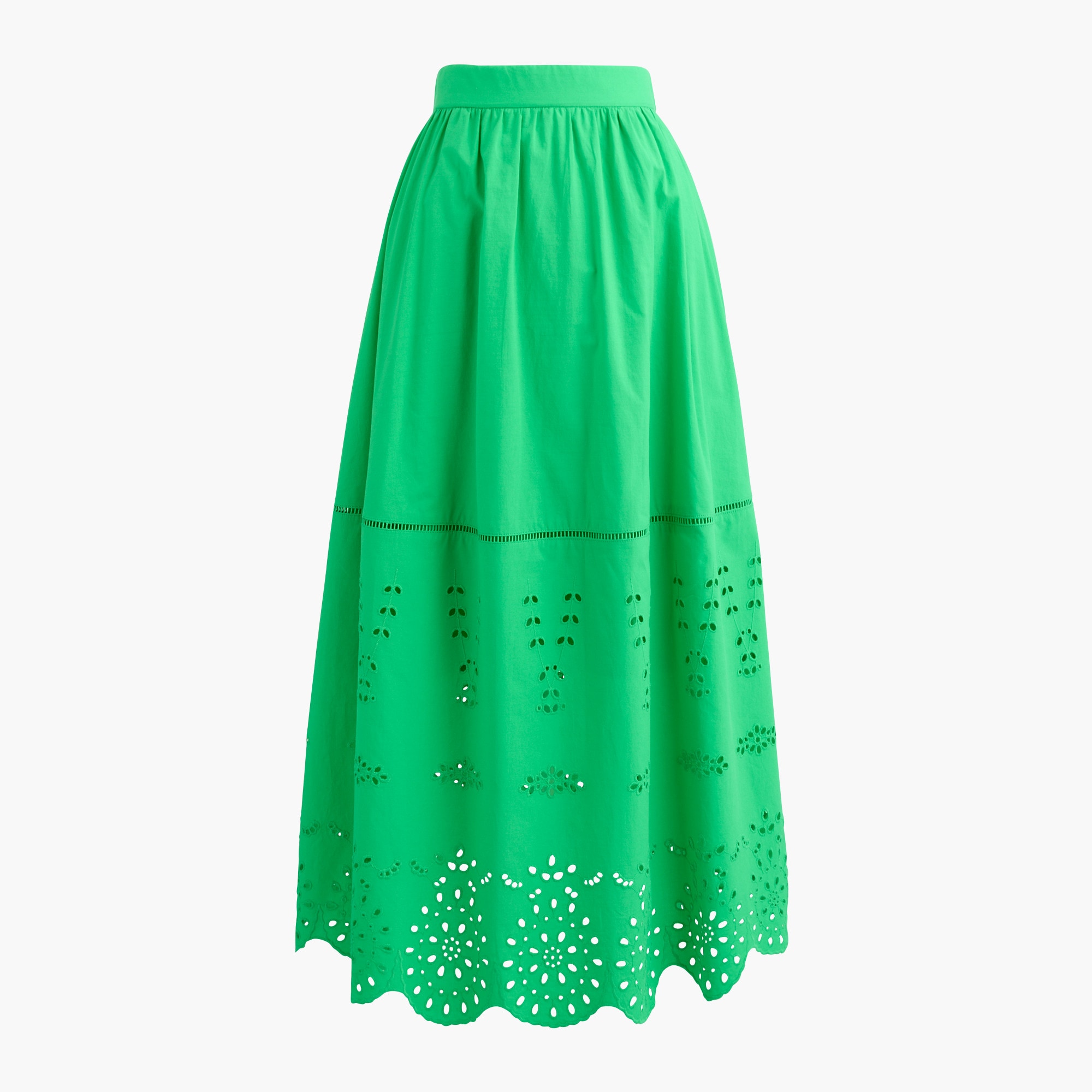 Scallop-hem Eyelet Midi Skirt For Women | Factory
