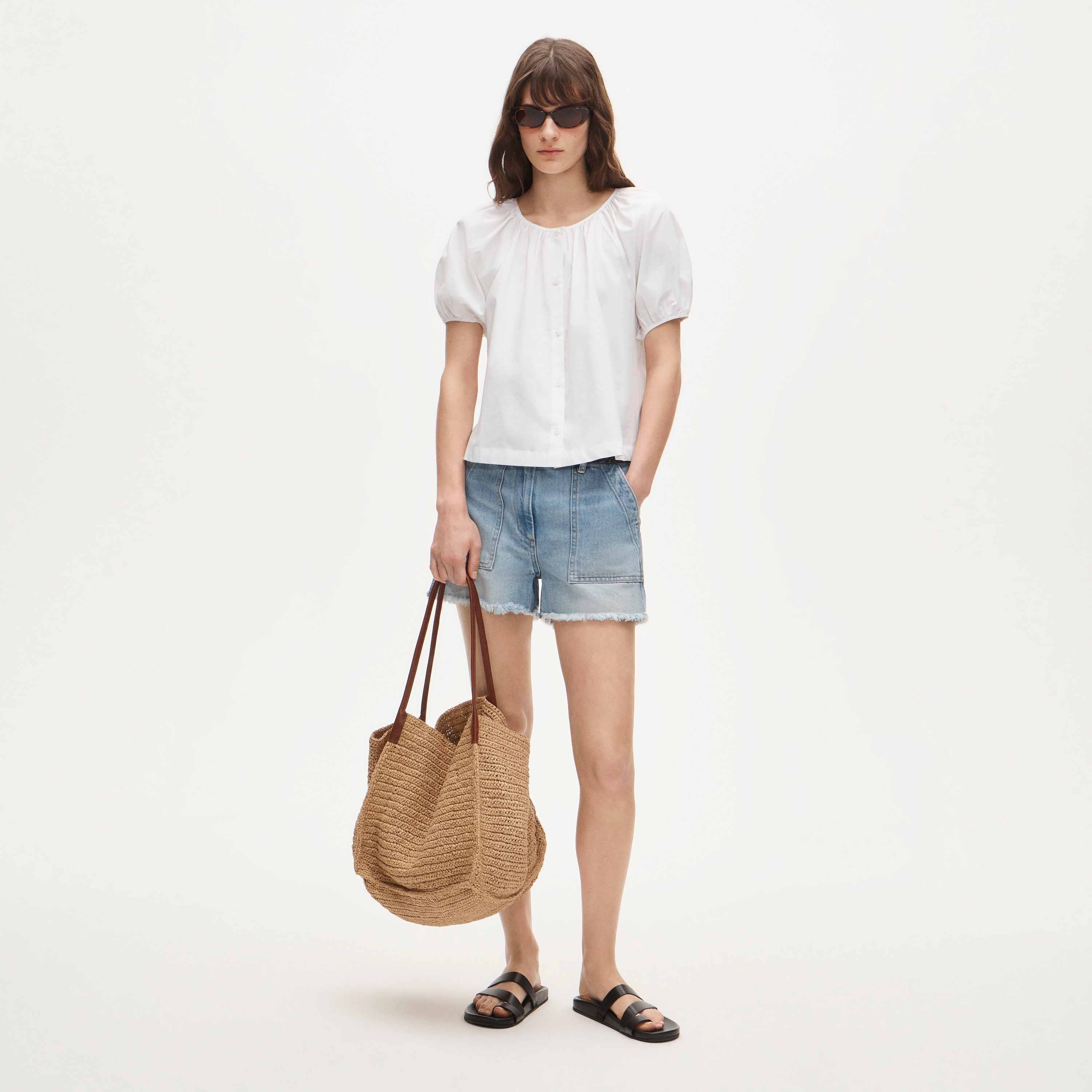 Utility-pocket denim short
