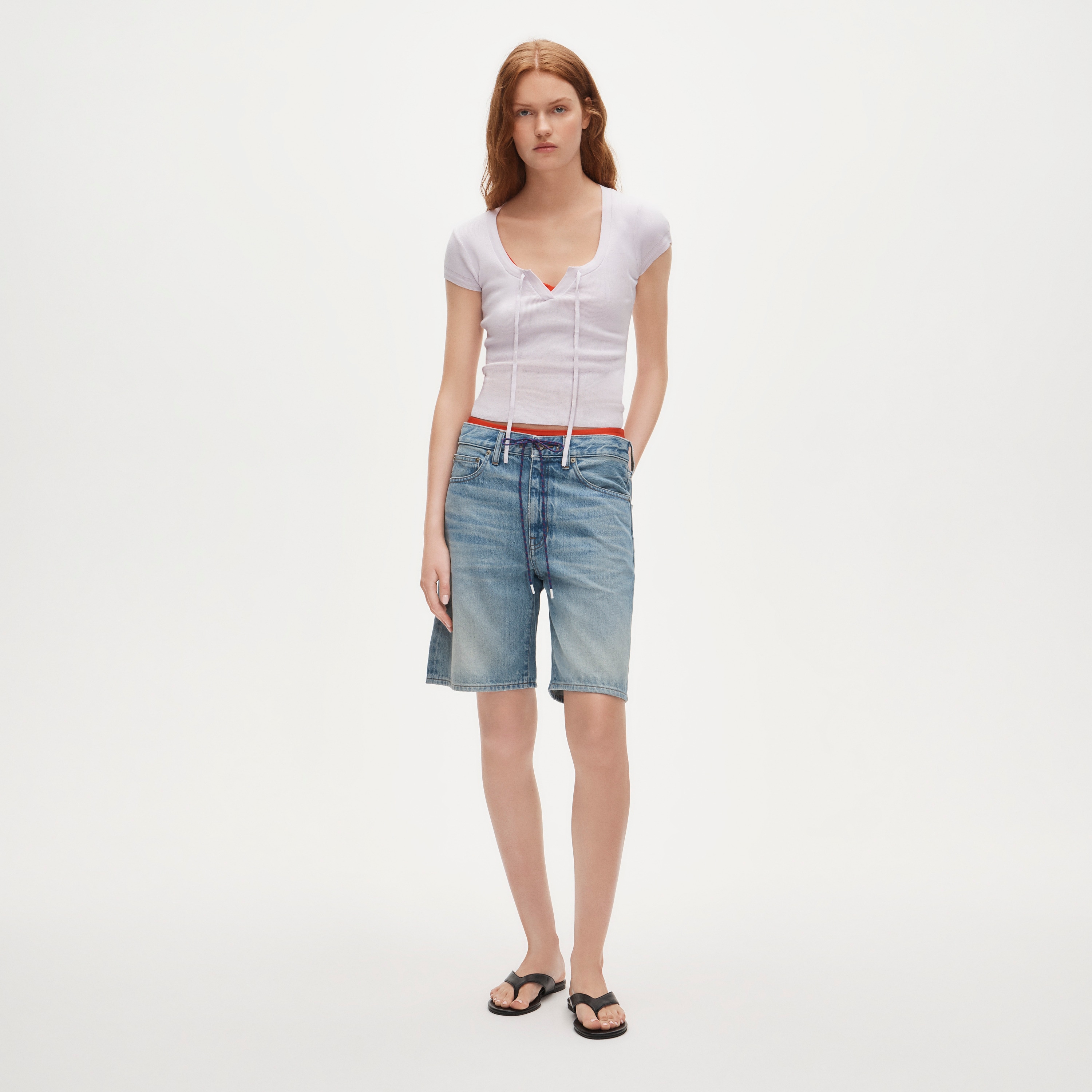 Denim Bermuda Short With Paracord For Women | J.Crew