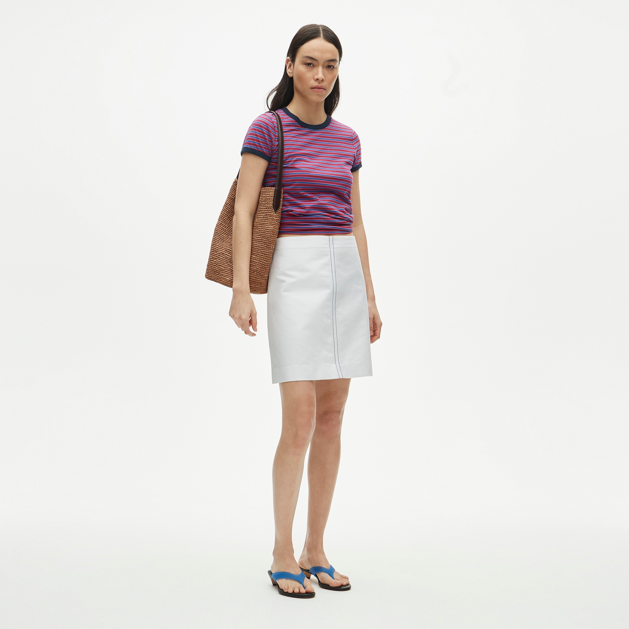 Fairfax skirt in contrast-stitch double cotton poplin - image 3