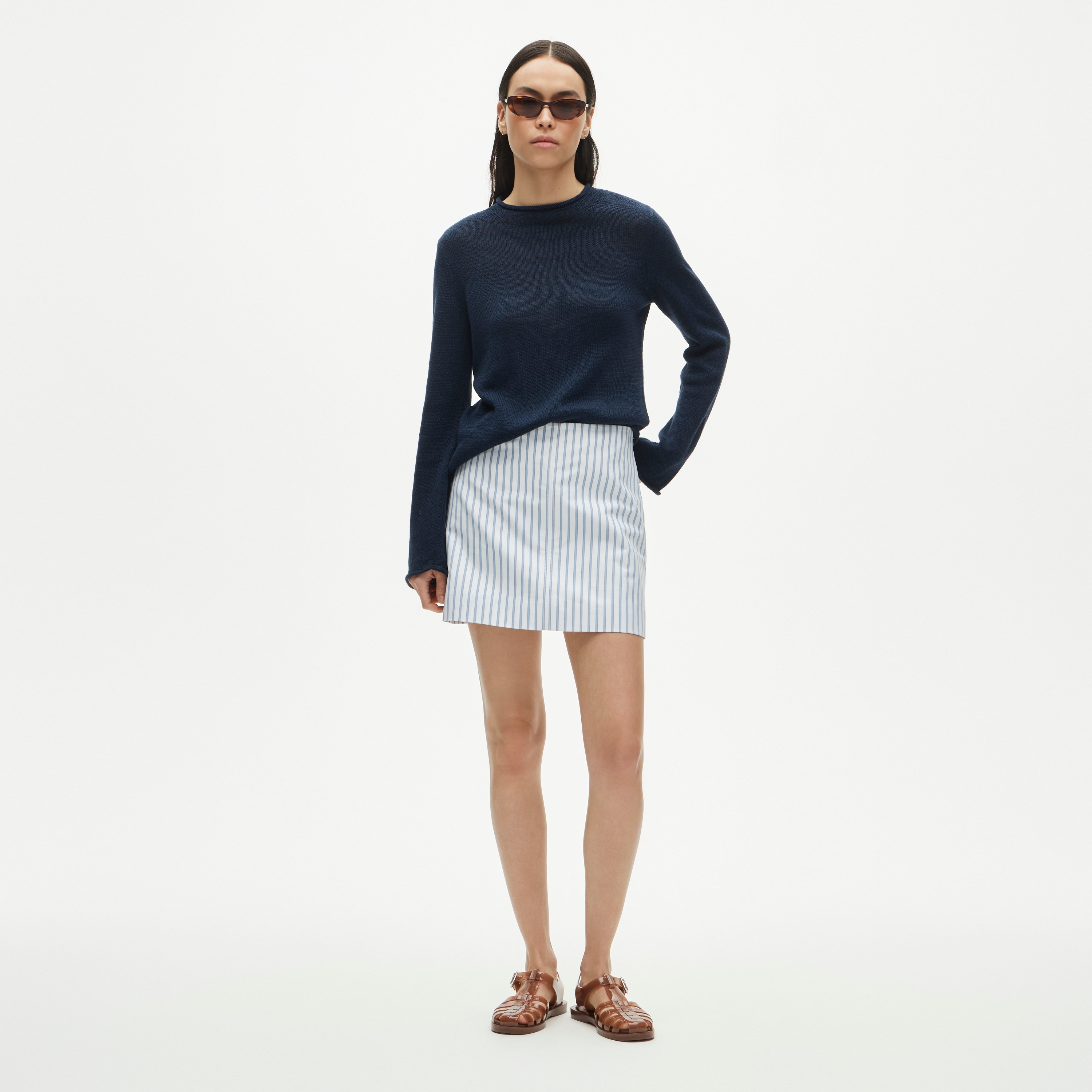 Fairfax Mini Skirt In Striped Double Cotton Poplin For Women | J.Crew display picture 1