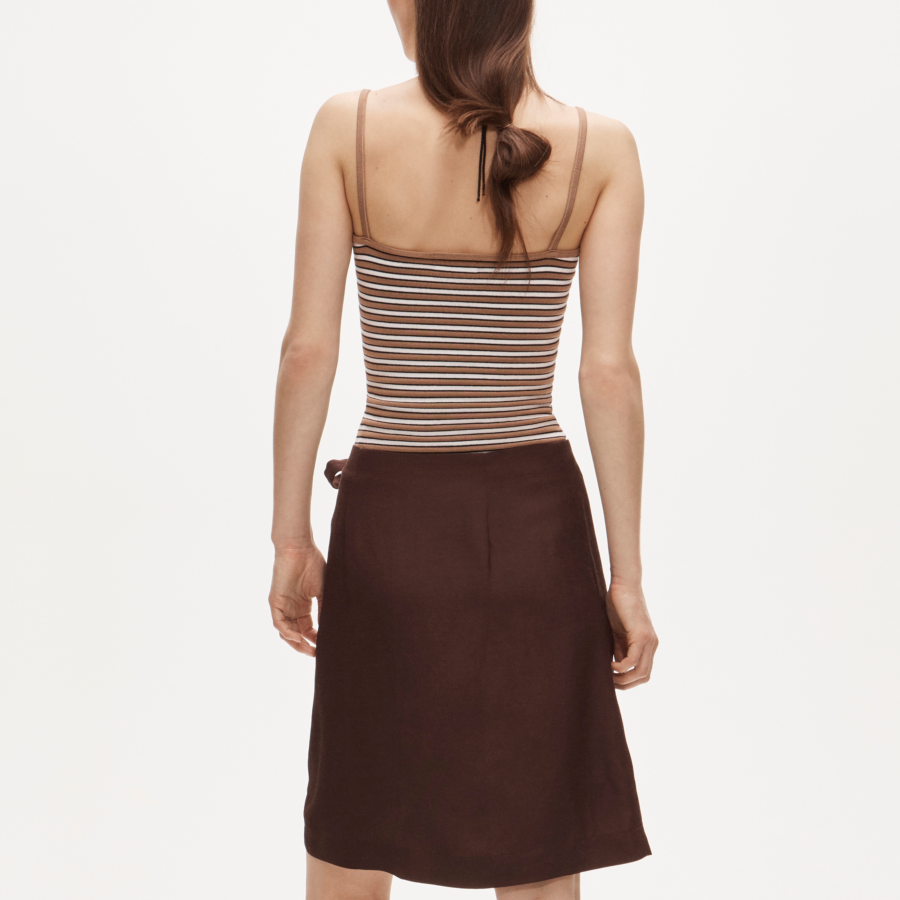 Fairfax faux-wrap skirt in linen blend