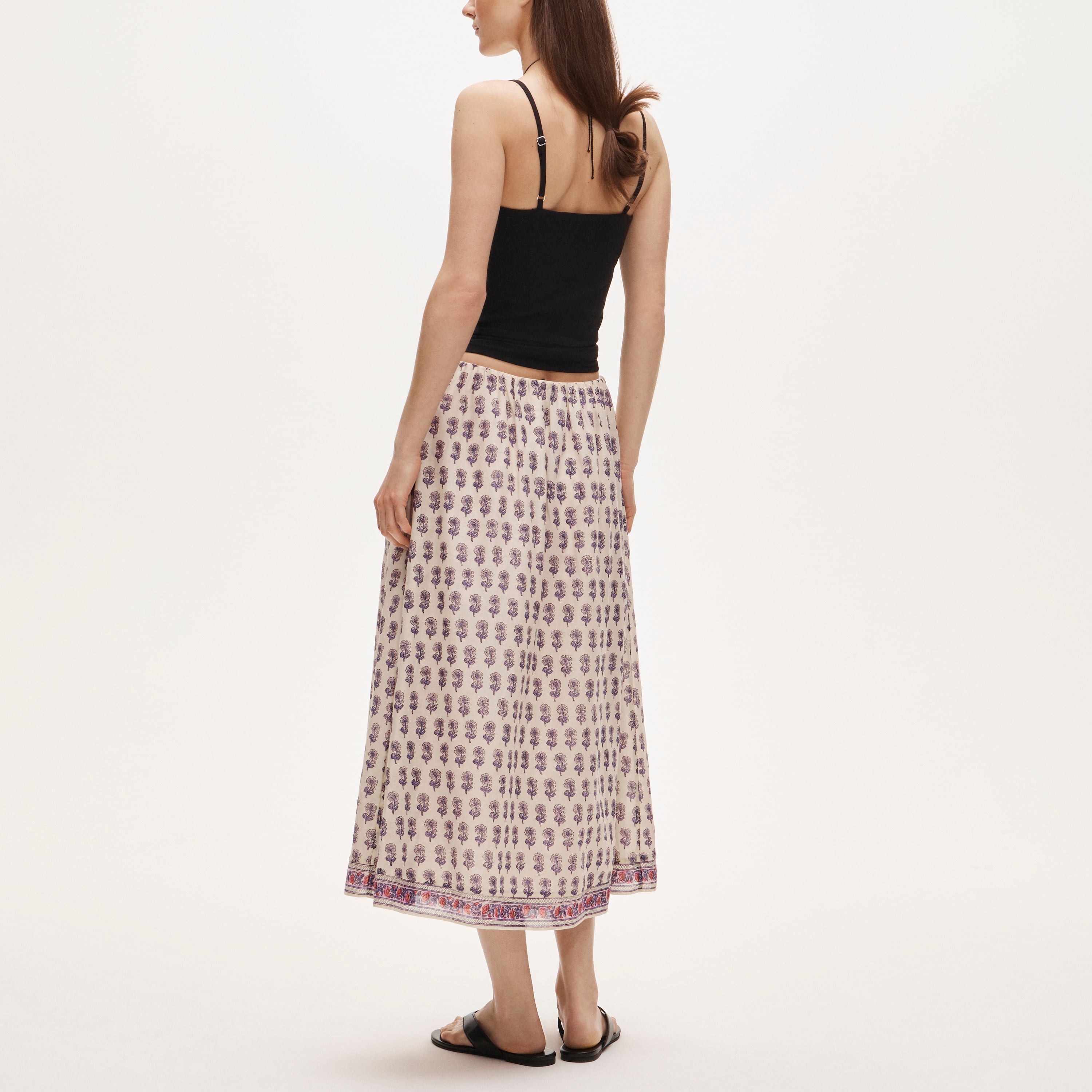 Beckett midi skirt in lilac block print