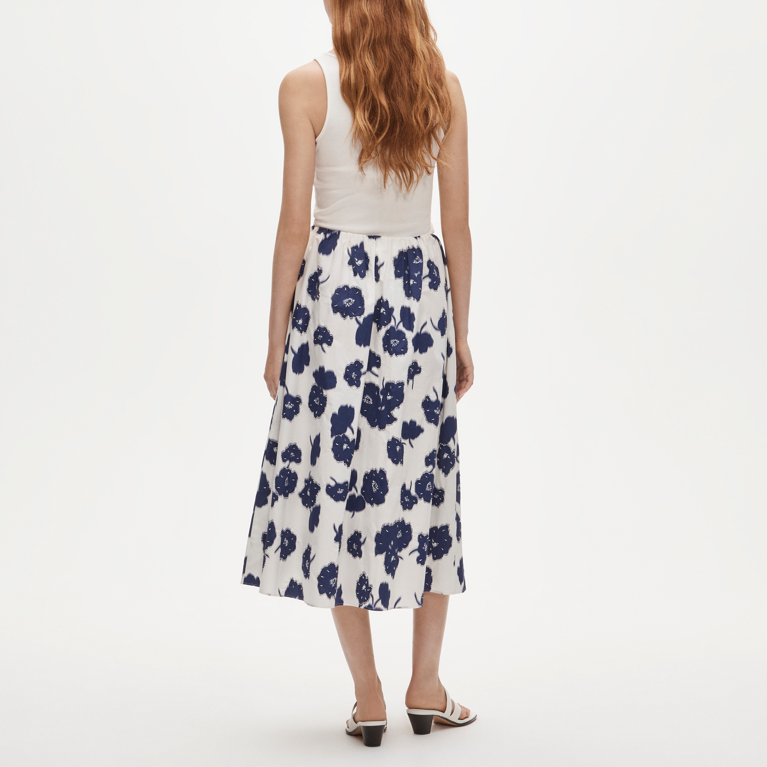 Beckett embellished midi skirt in blurred floral print