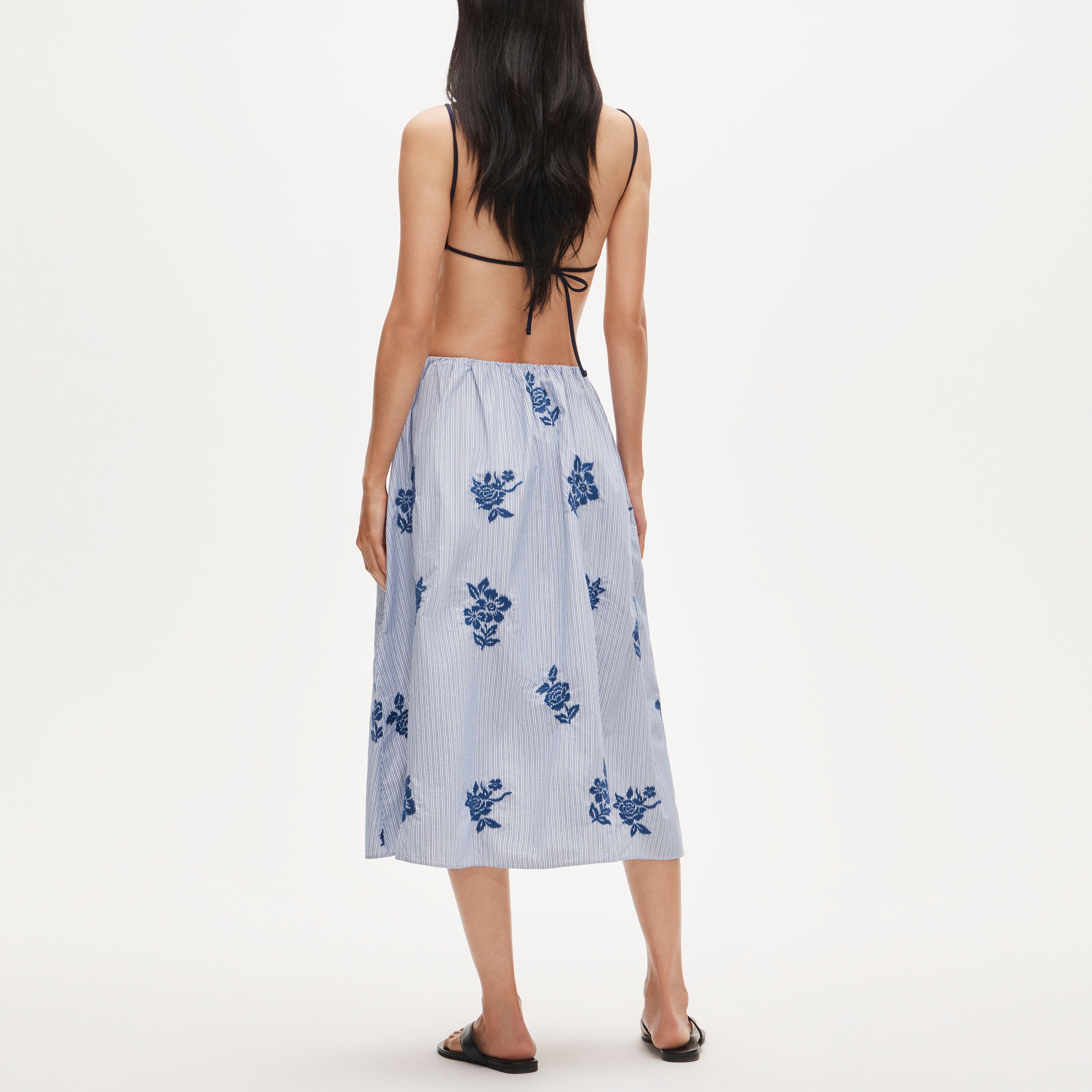 Beckett midi skirt in embroidered floral stripe
