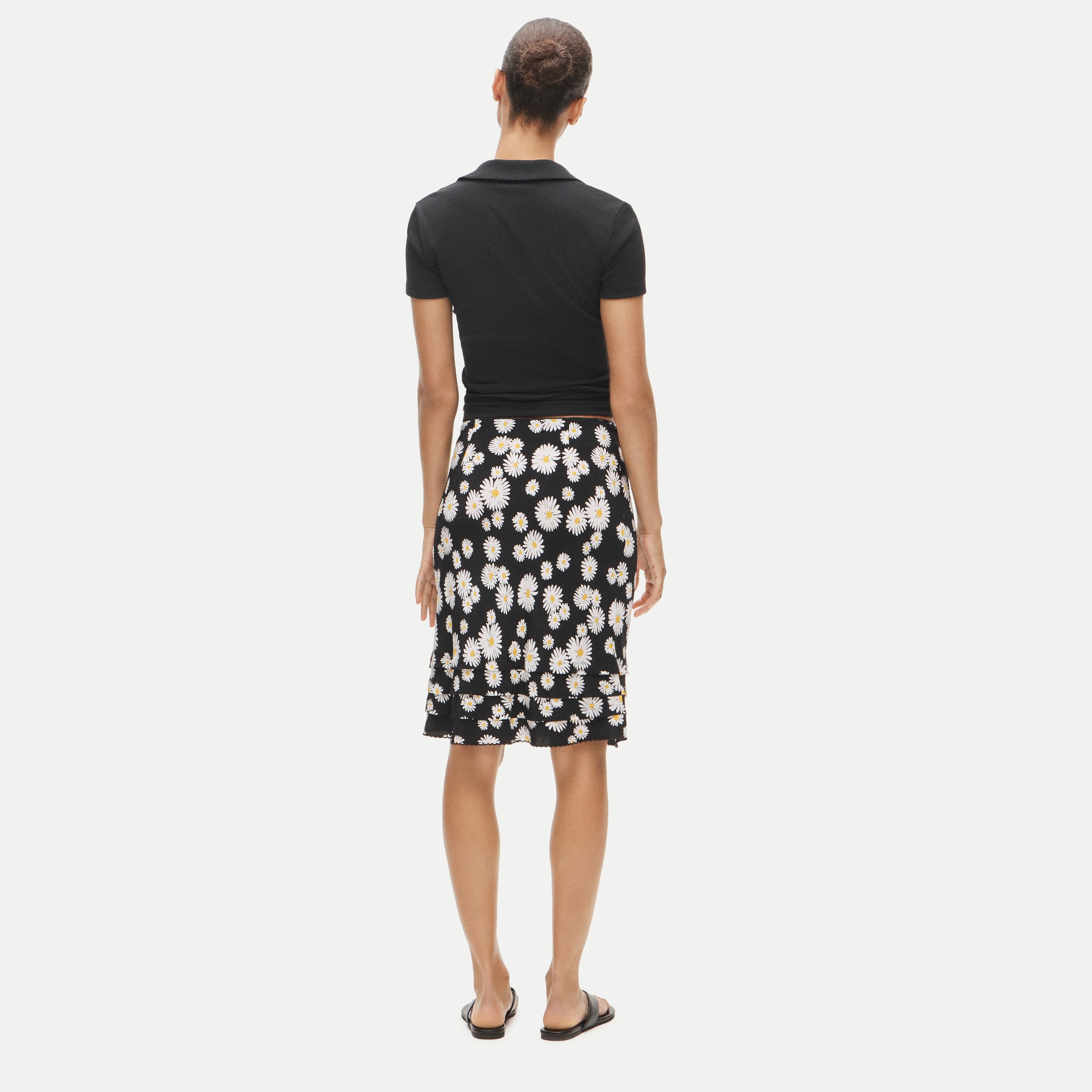 Gwyneth Flounce-hem Skirt In Sky Floral Chiffon For Women | J.Crew