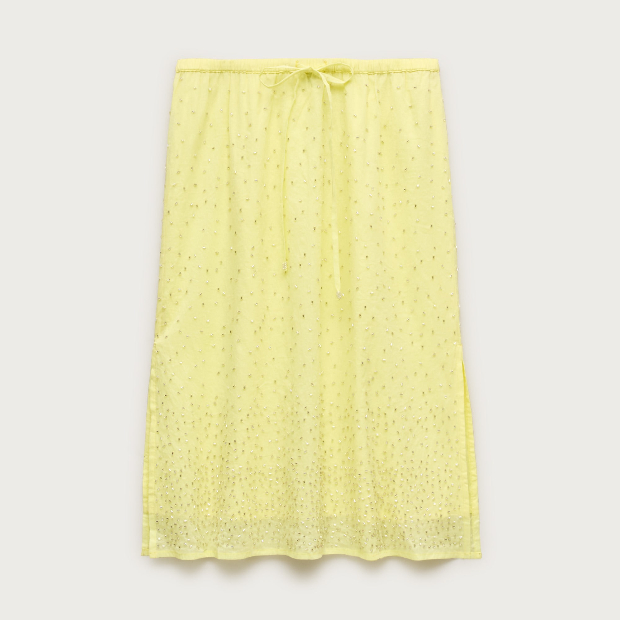 Drawstring slip skirt in beaded cotton