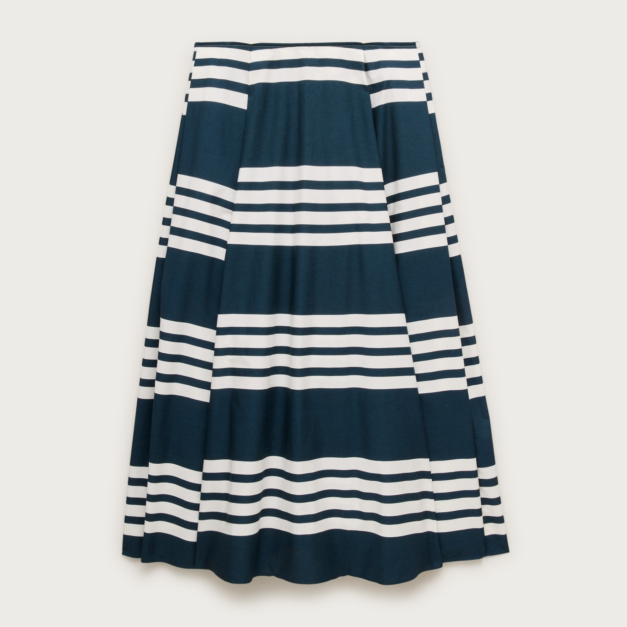 Side-pleat midi skirt in sailor-stripe cotton poplin from J.Crew - $148