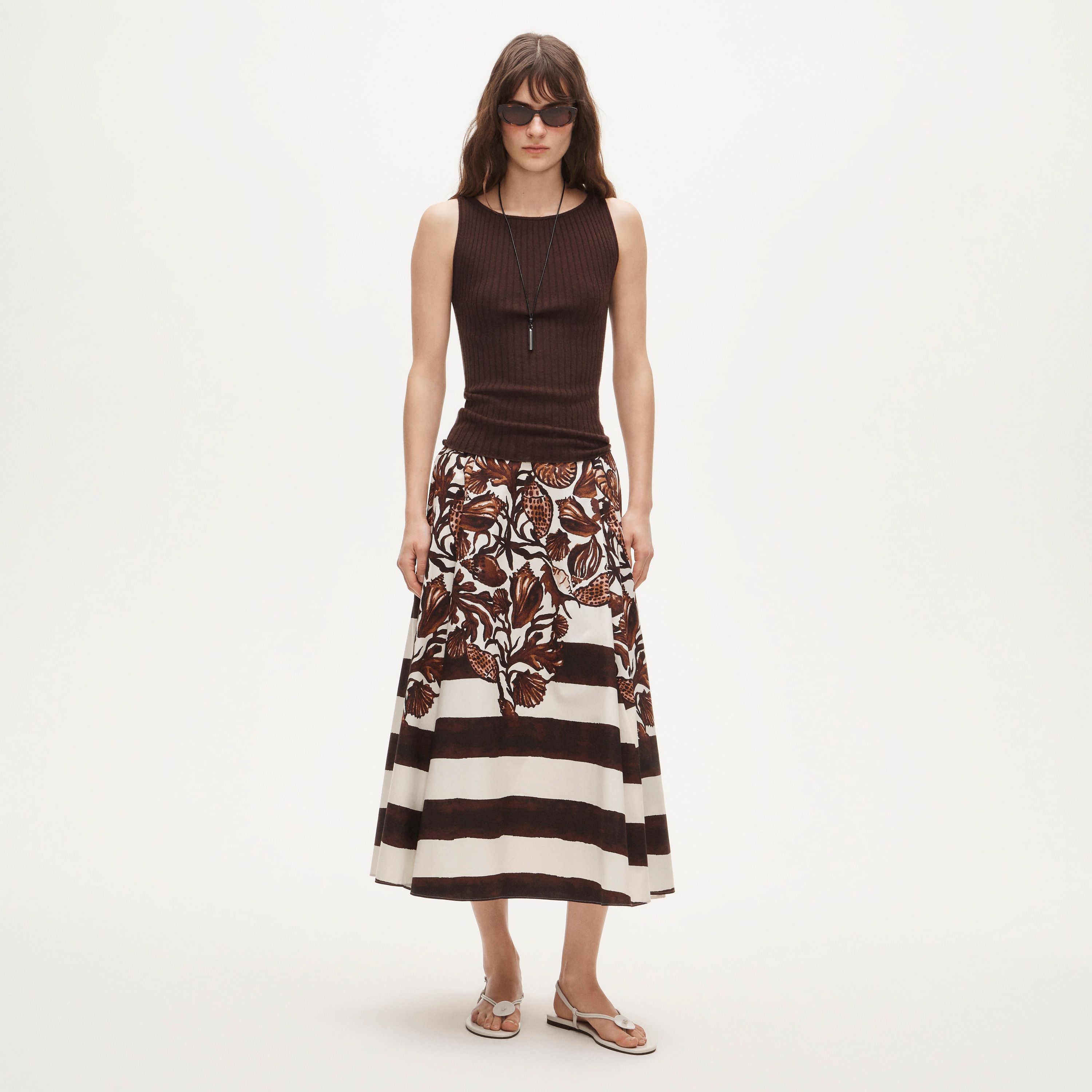 Side-pleat Midi Skirt In Lobster & Seashell Print For Women | J.Crew