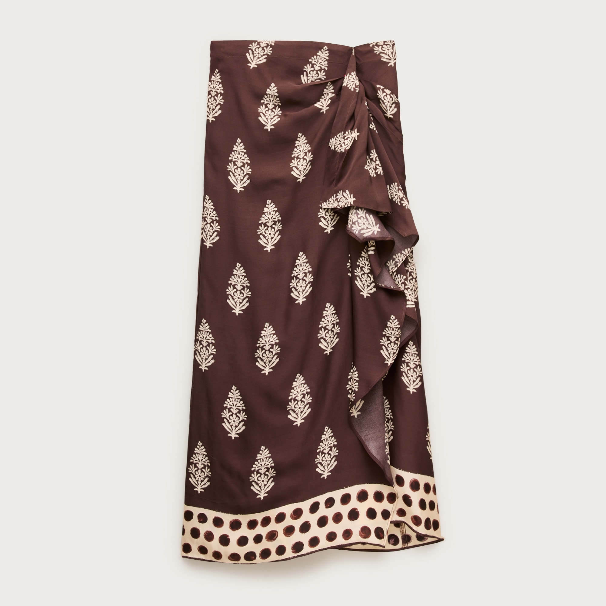 Faux-wrap Skirt In Cocoa Block Print For Women | J.Crew