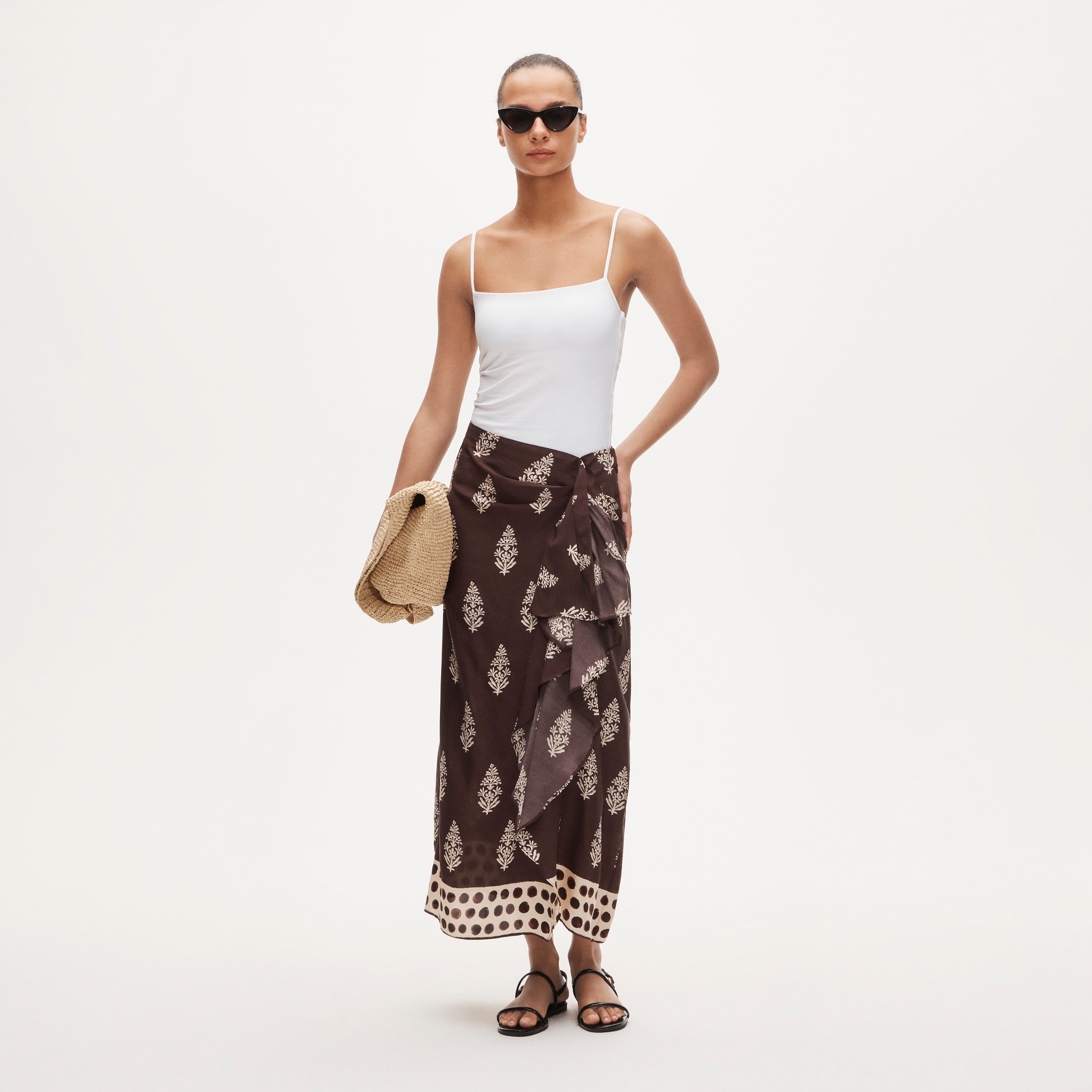 Faux-wrap Skirt In Cocoa Block Print For Women | J.Crew