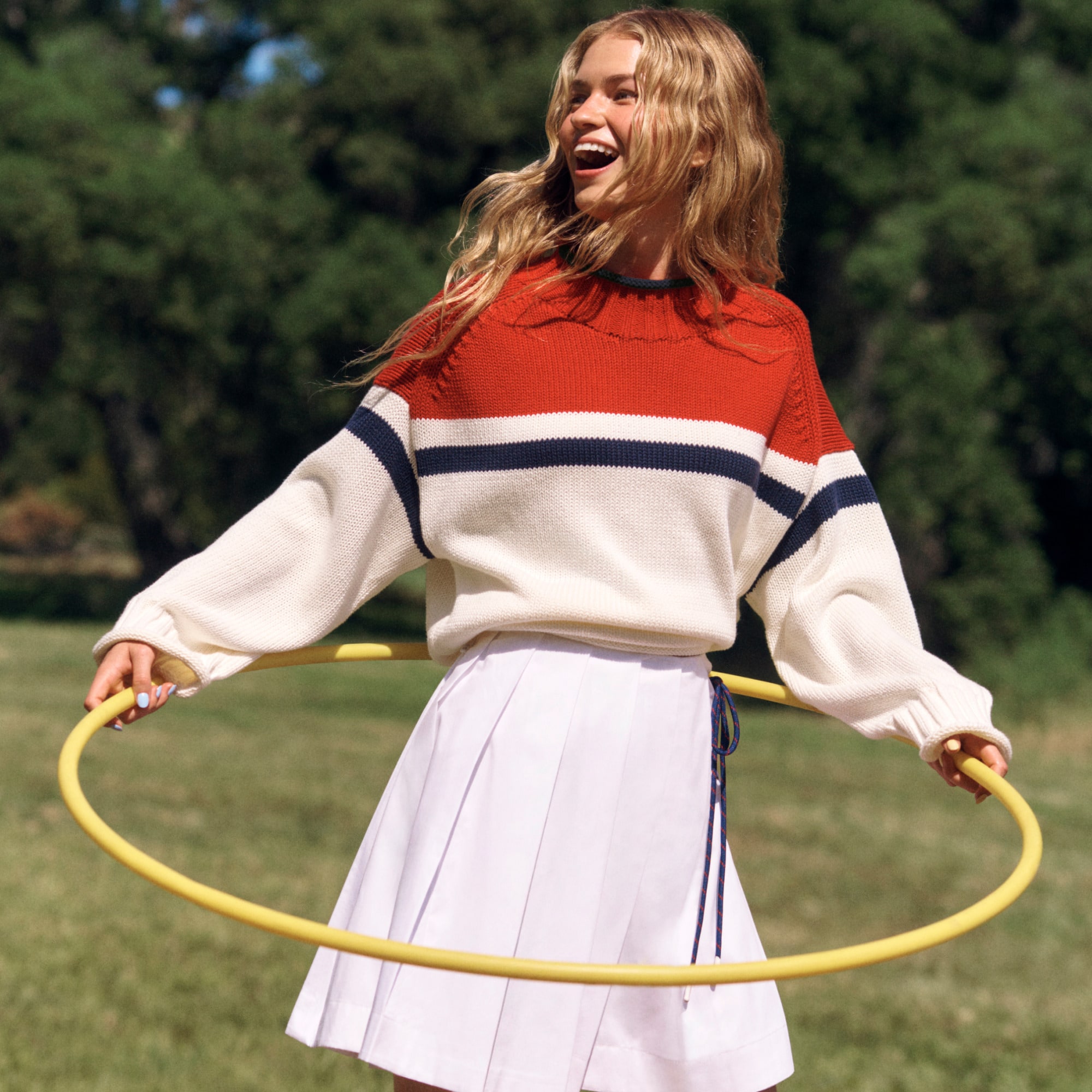 Side lace-up pleated skirt