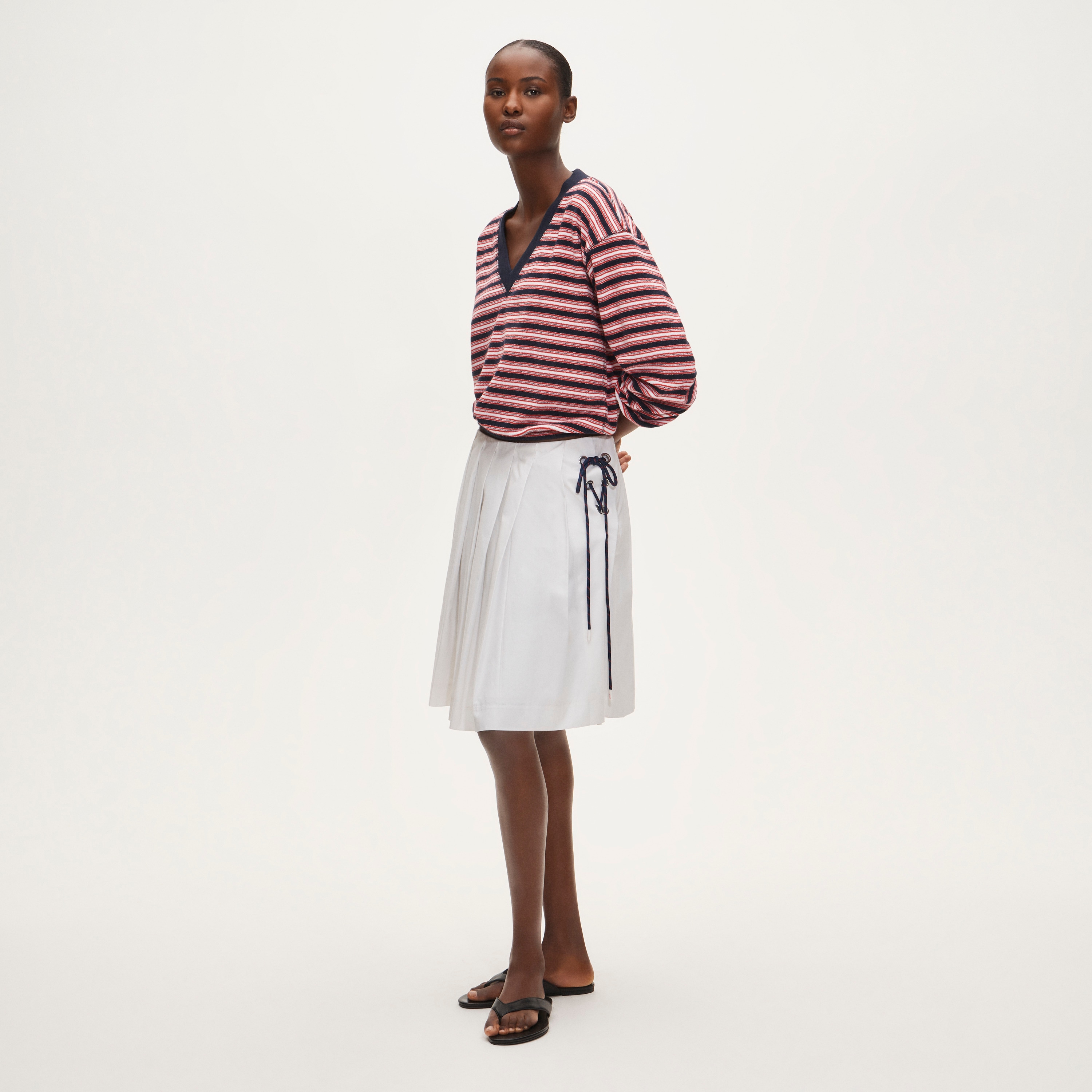 Side Lace-up Pleated Skirt For Women | J.Crew