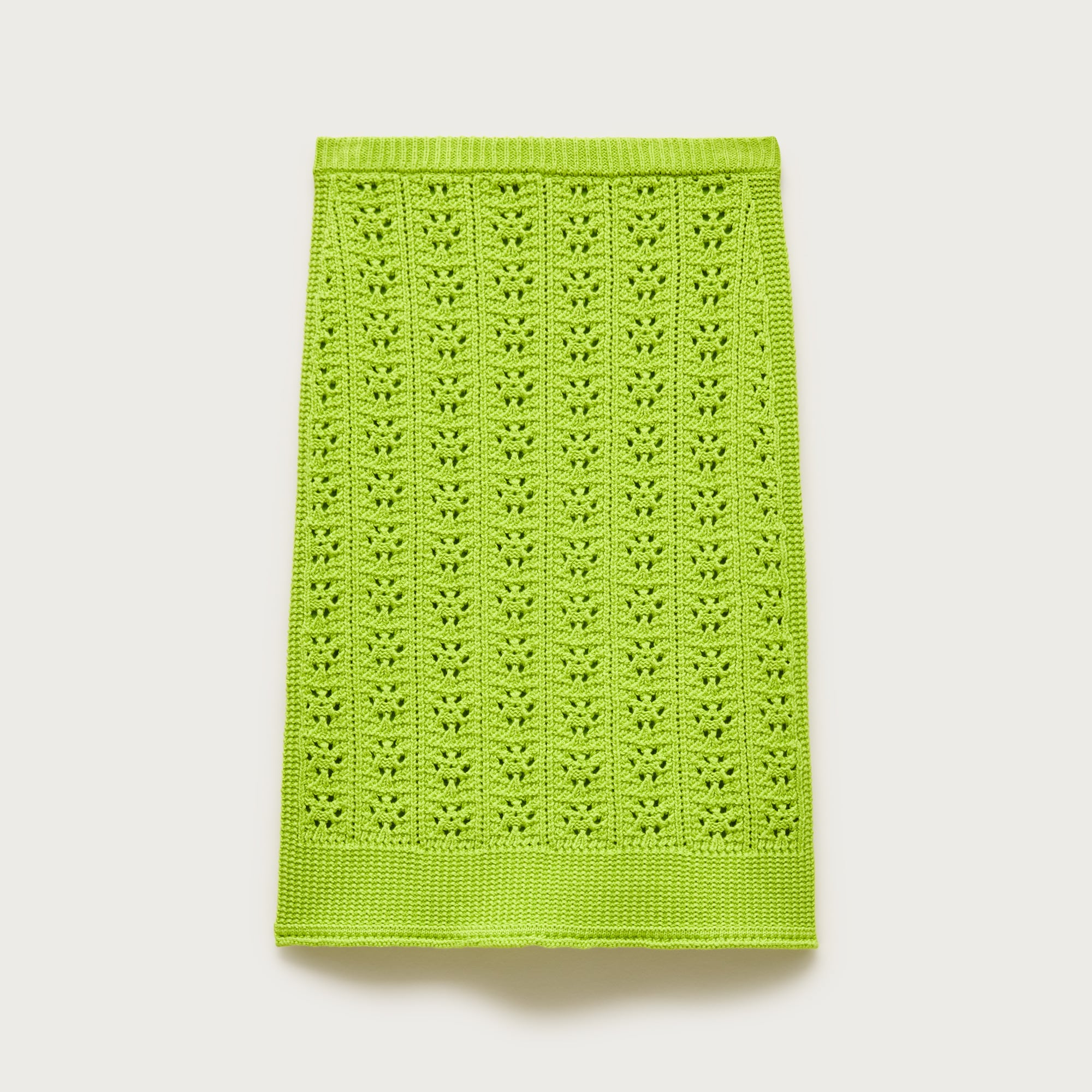 Pointelle-knit knee-length skirt in cotton