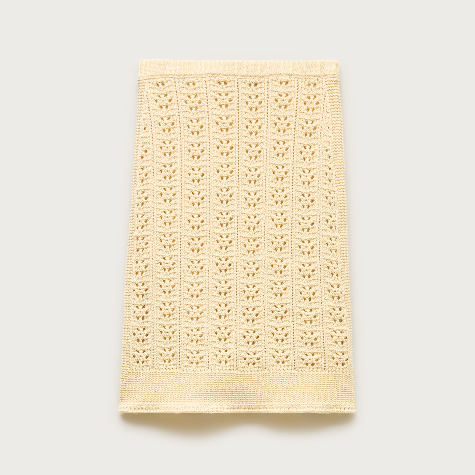 Pointelle-knit knee-length skirt in cotton