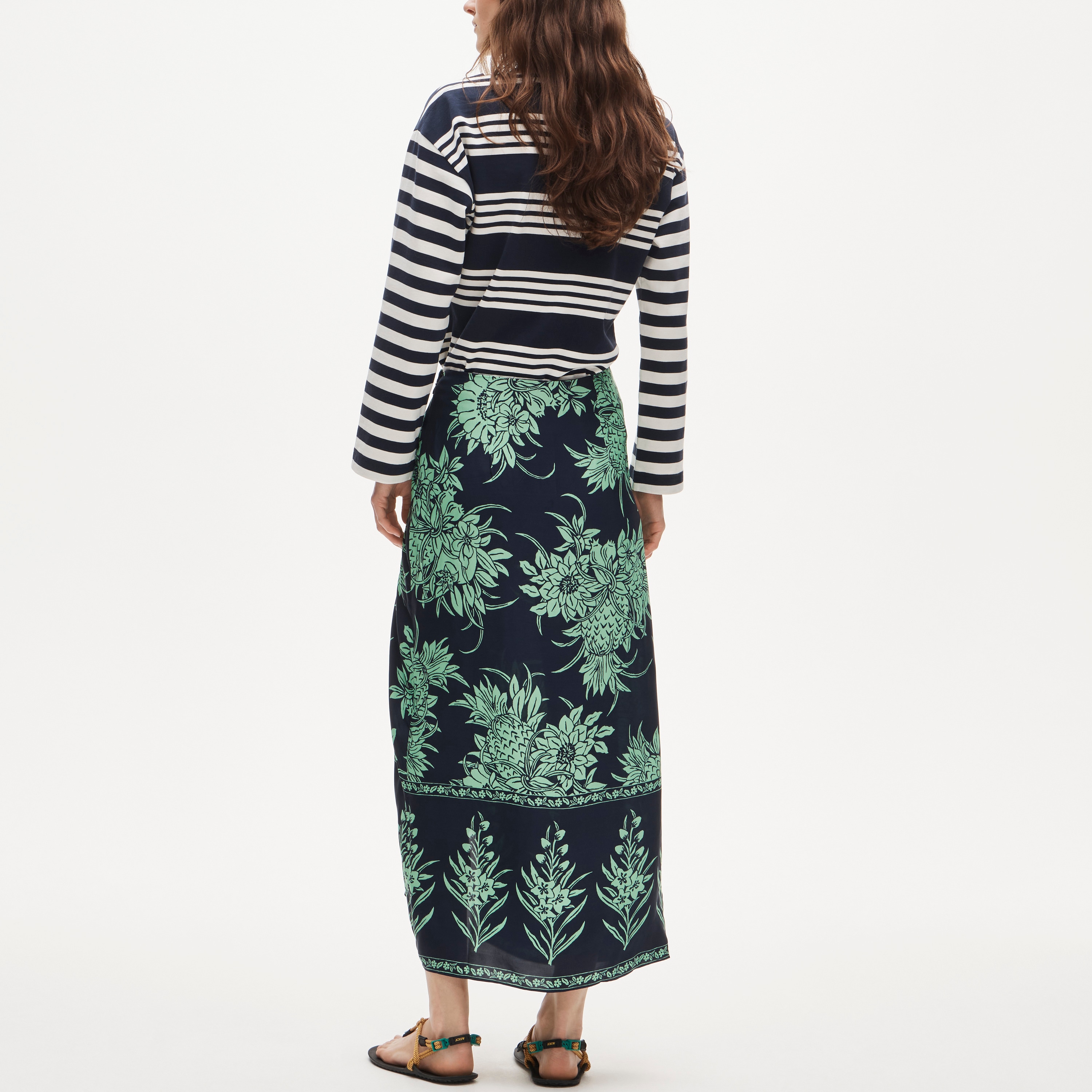 Faux-wrap skirt in pineapple garden&ndash;print viscose twill - image 4