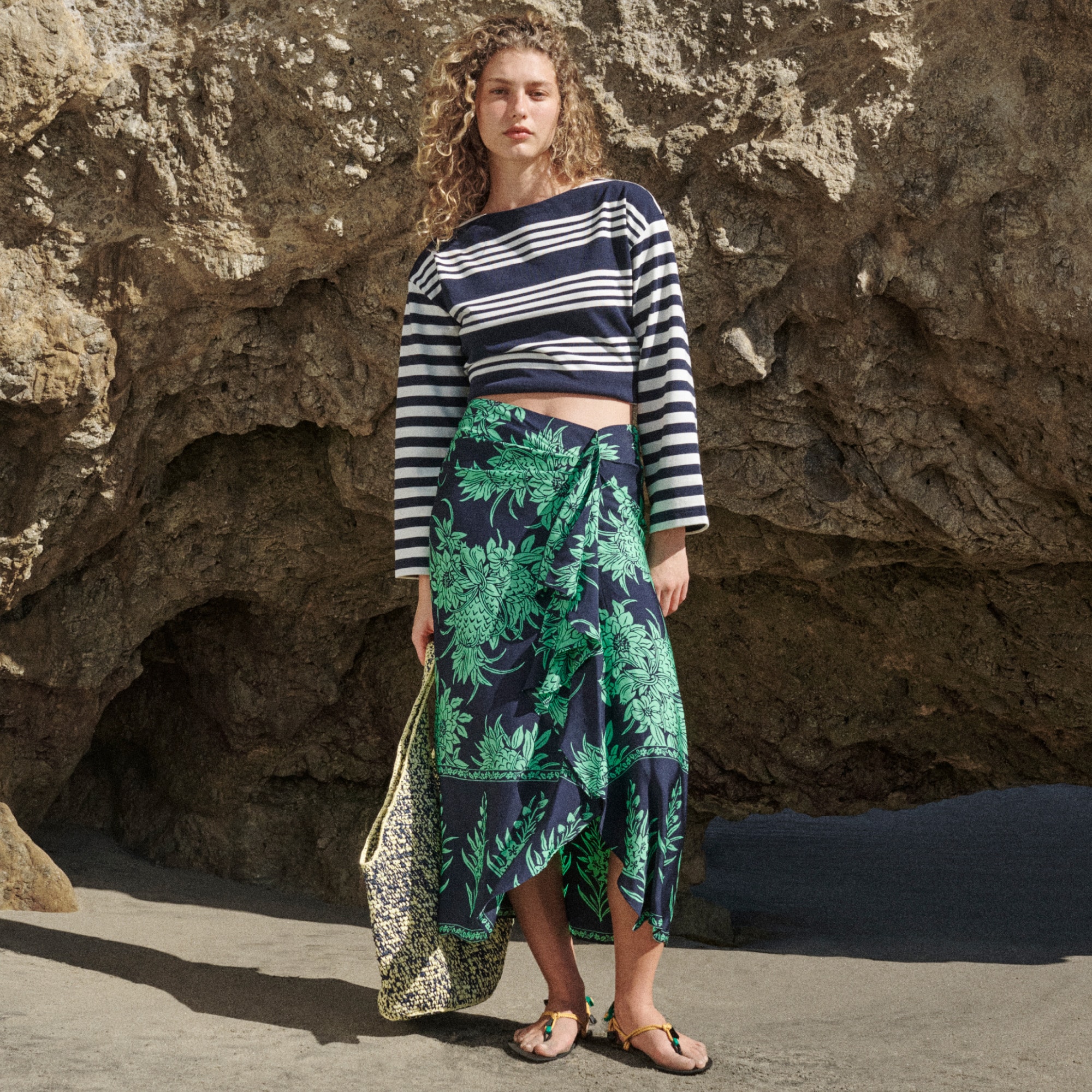 Faux-wrap skirt in pineapple garden&ndash;print viscose twill - image 5