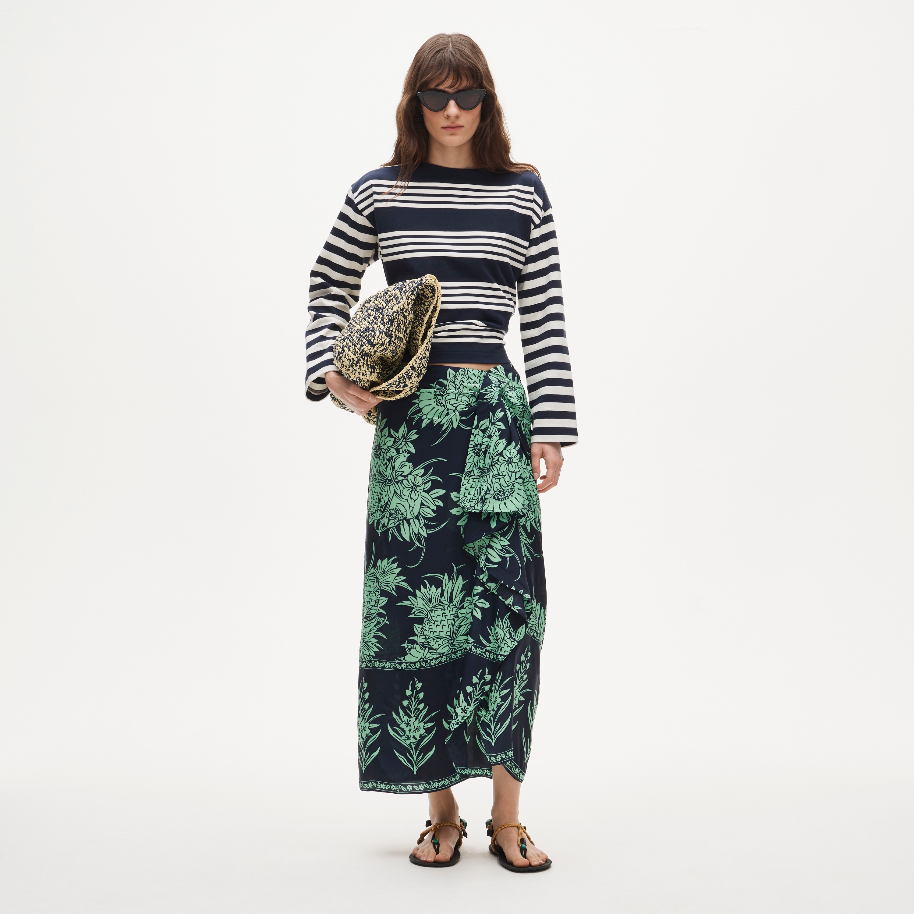 Faux-wrap skirt in pineapple garden&ndash;print viscose twill - image 2