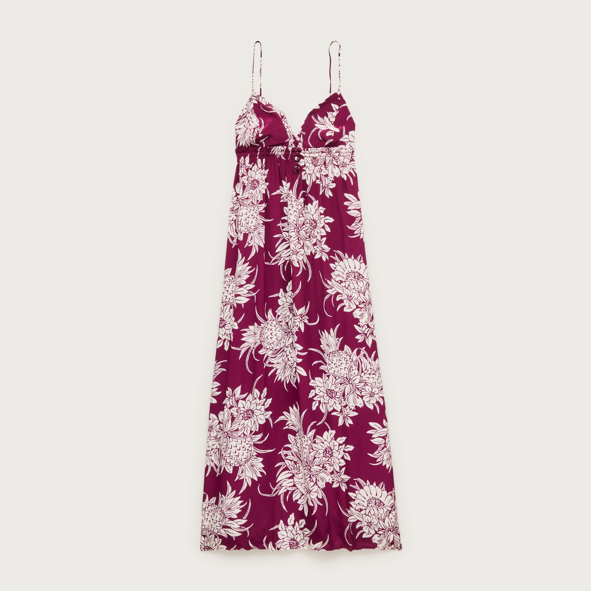 Empire-waist midi dress in pineapple garden&ndash;print crepe de chine