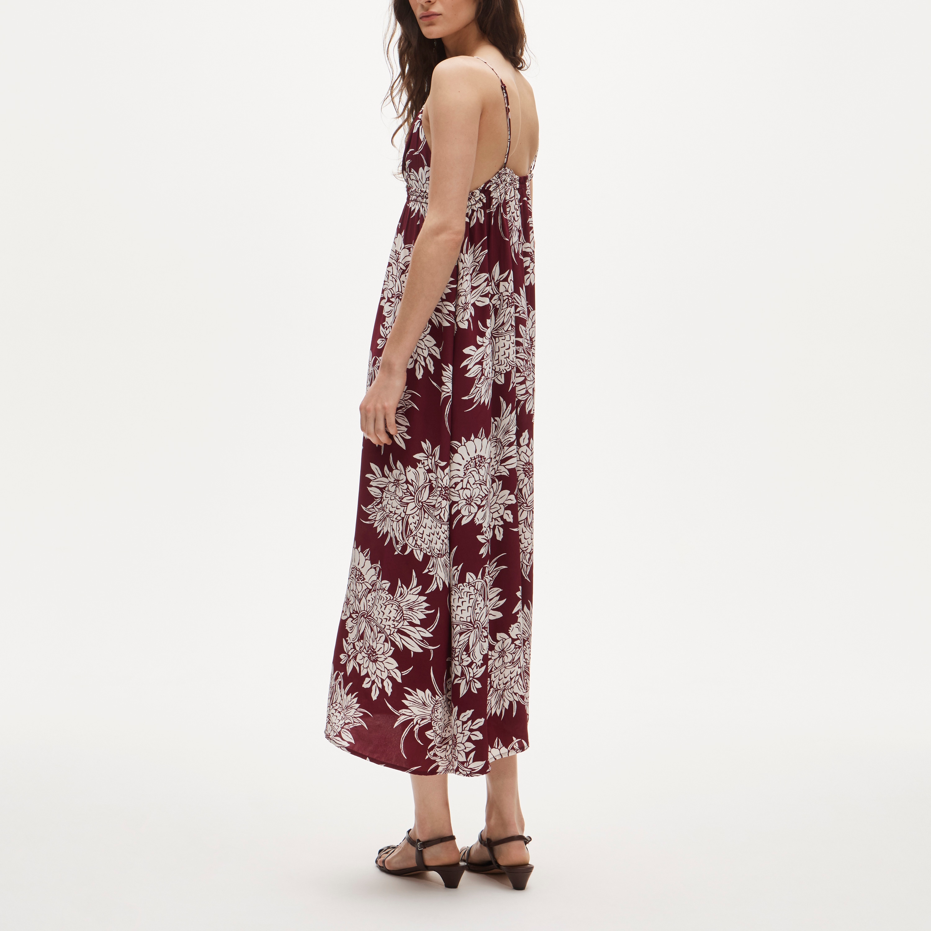 Empire-waist midi dress in pineapple garden&ndash;print crepe de chine - image 4