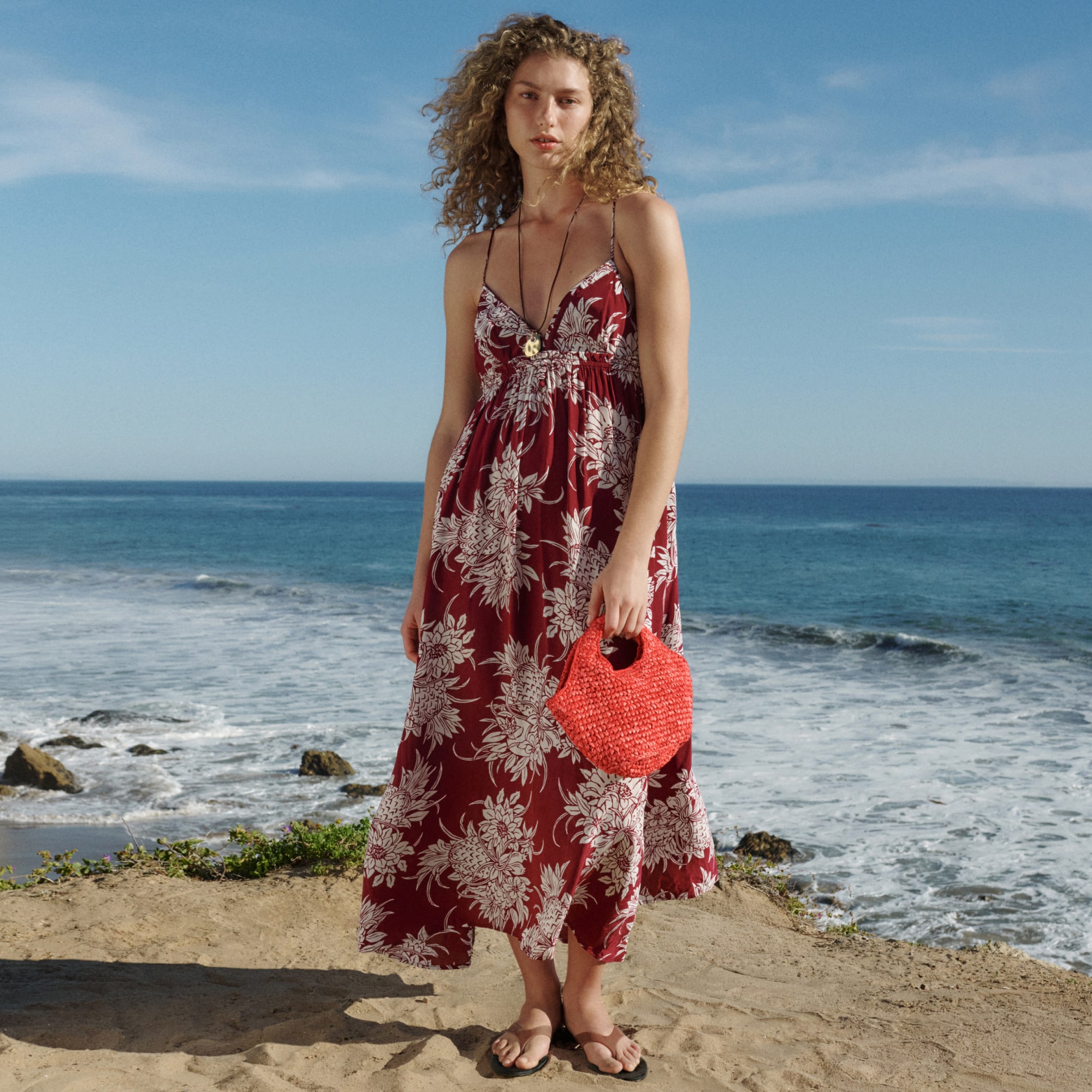 Empire-waist midi dress in pineapple garden&ndash;print crepe de chine - image 5