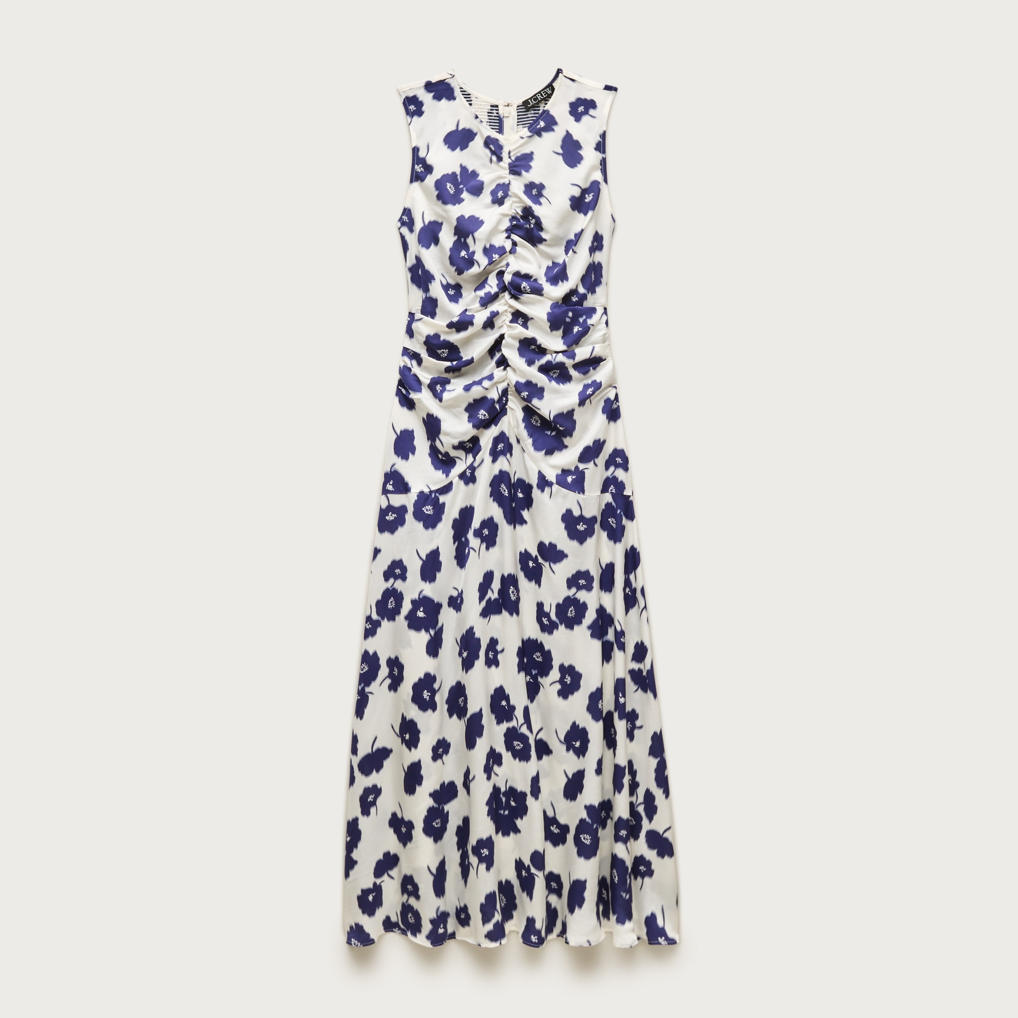 jcrew side ruched midi dress Ruched Midi Dress In Stretch Cotton-blend Poplin For Women