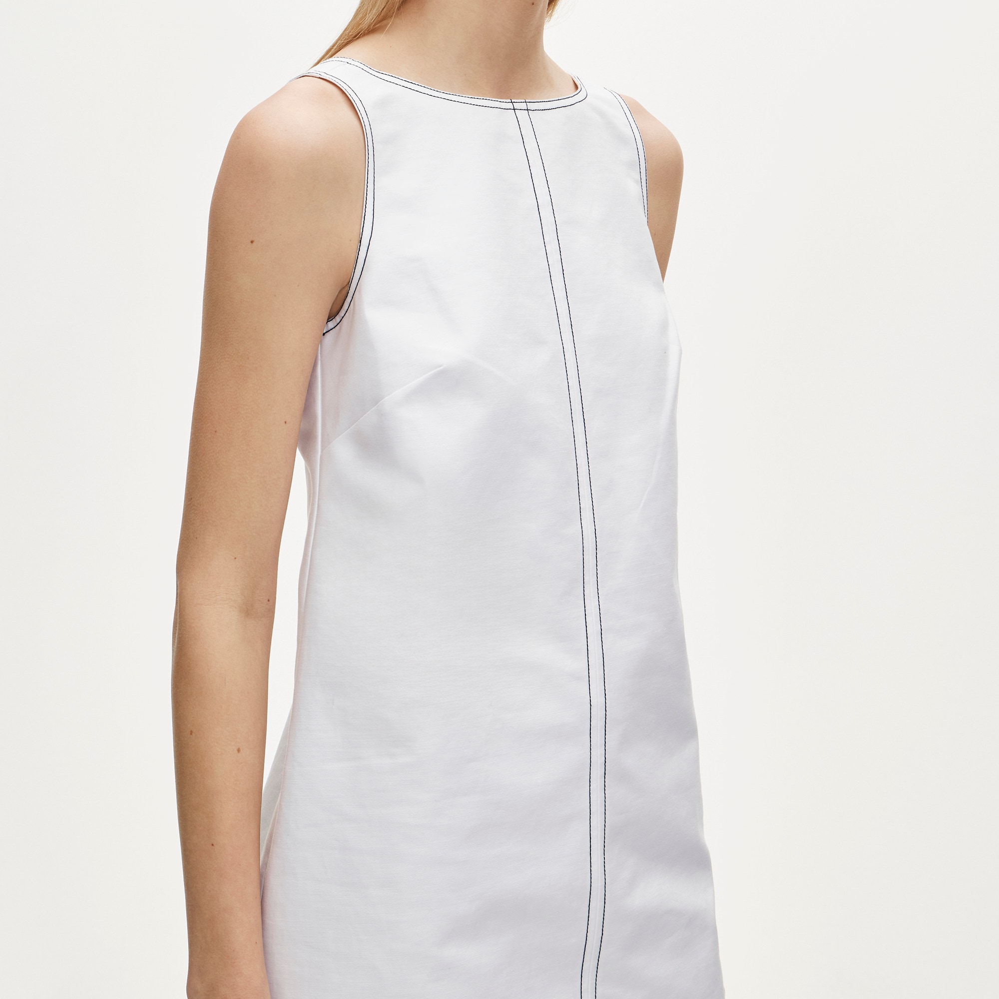 Contrast-stitch Billie dress in double cotton poplin