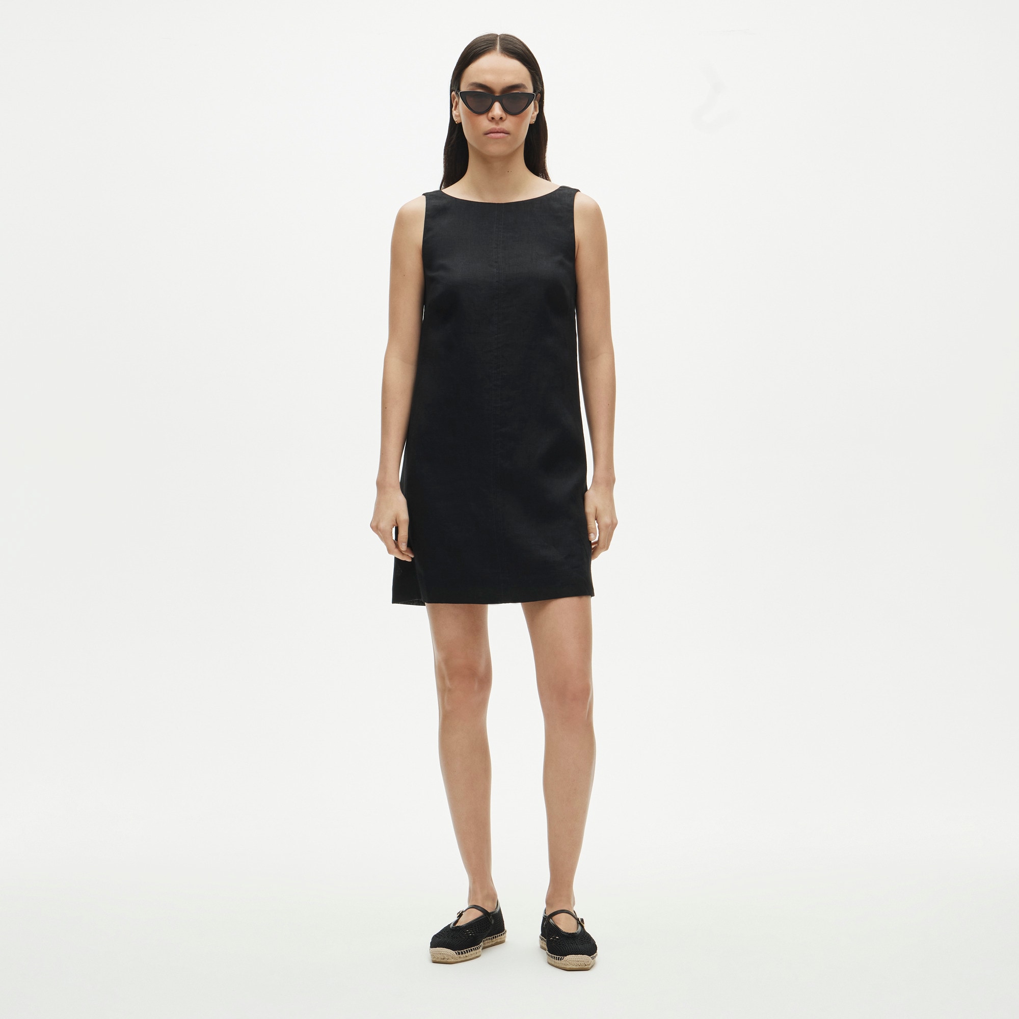 j crew black linen dress Embroidered Linen Shift Dress For Women