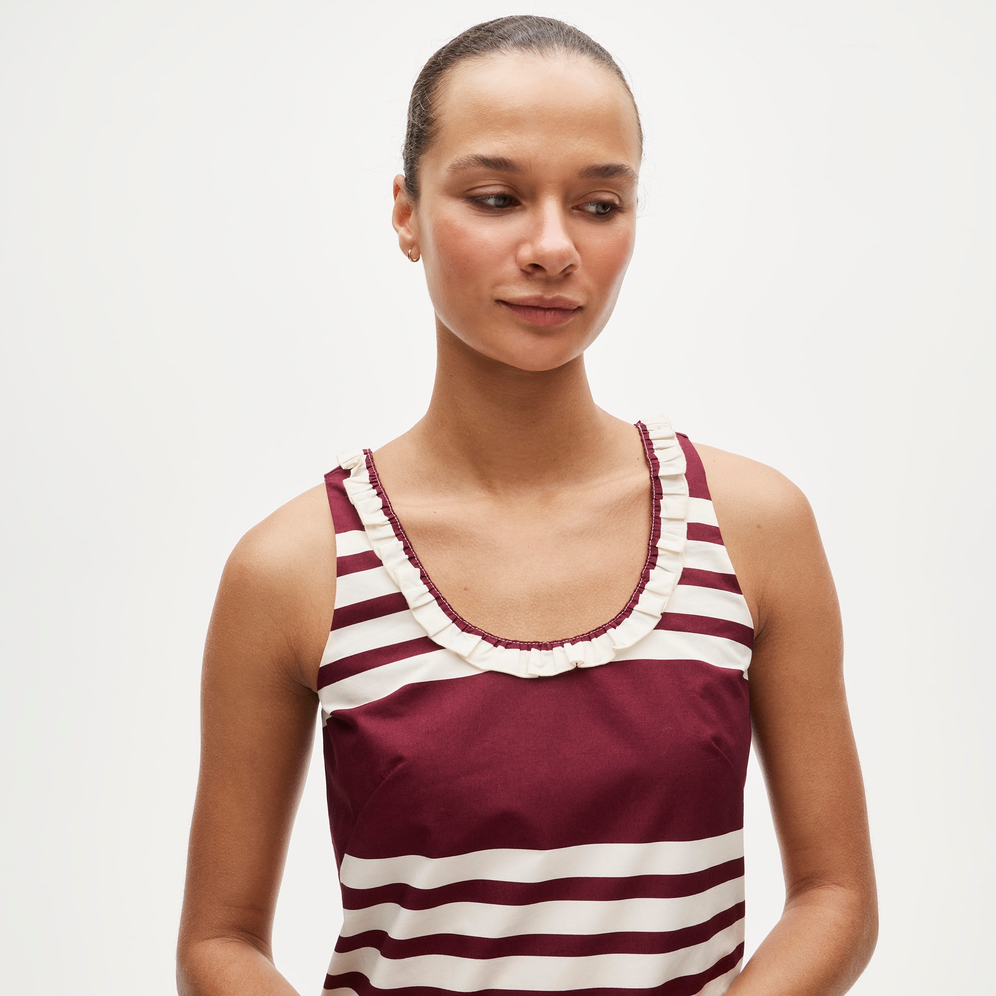Ruffle-trim scoopneck mini dress in stripe - image 3