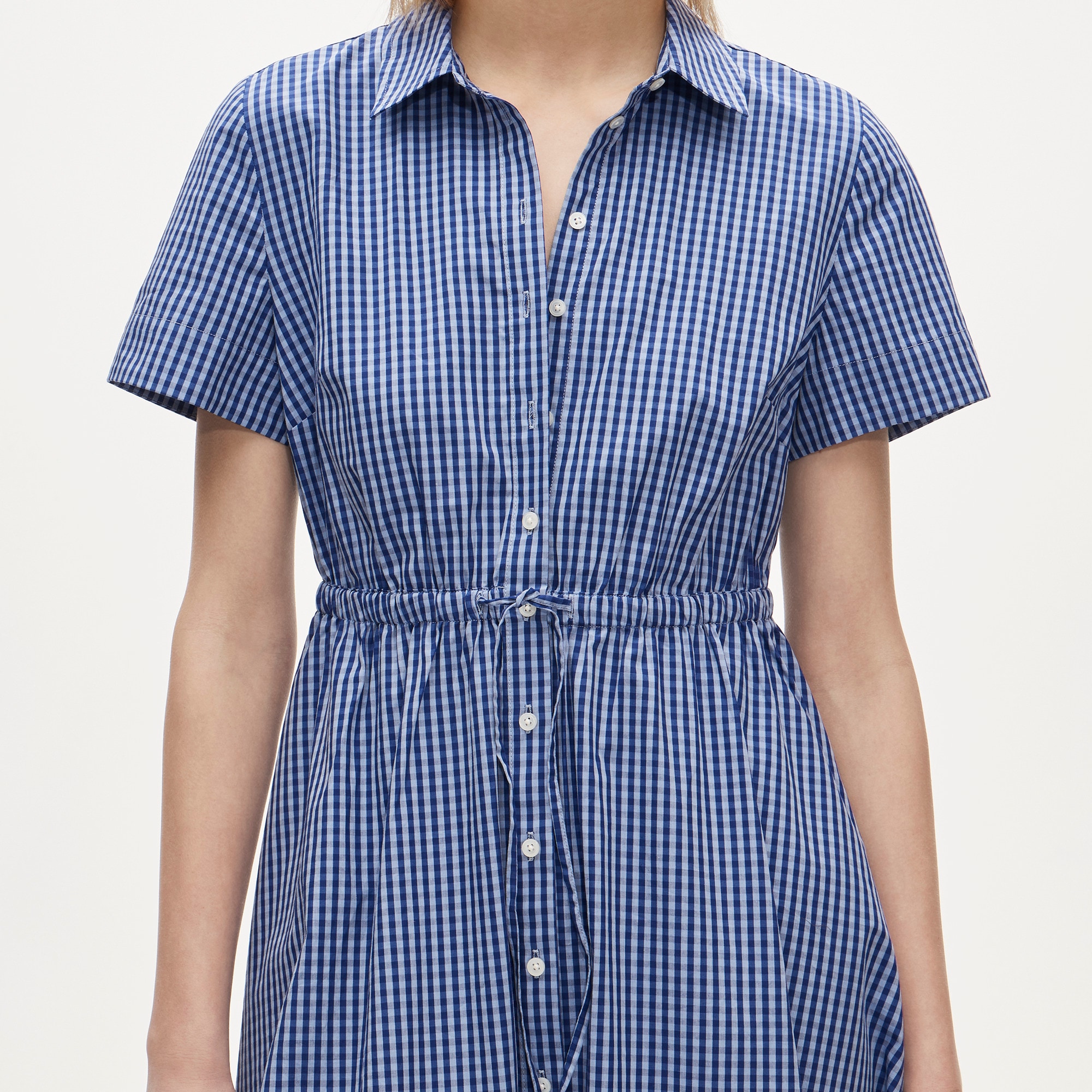 Cerise shirt-dress in gingham cotton poplin - image 3