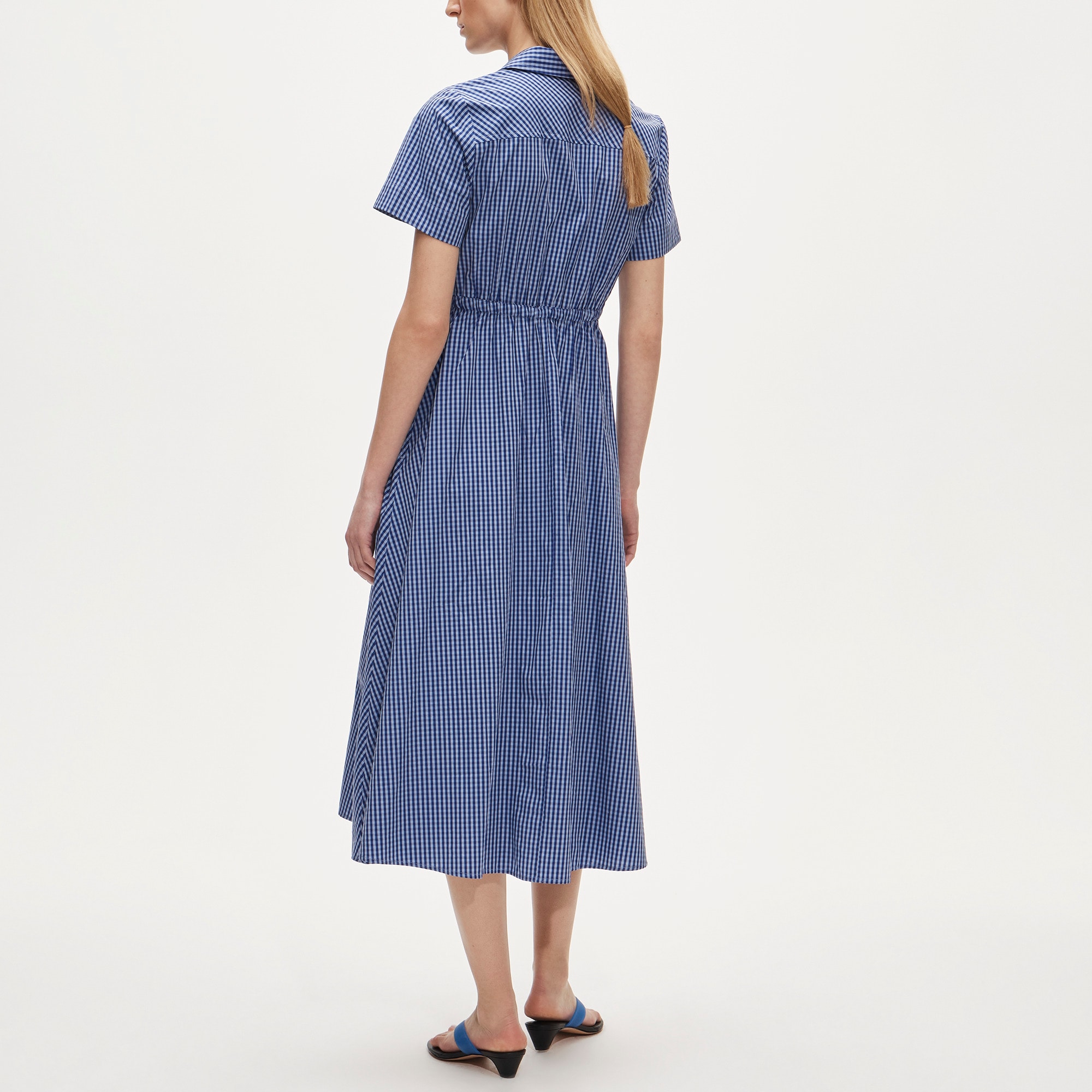 Cerise shirt-dress in gingham cotton poplin - image 4