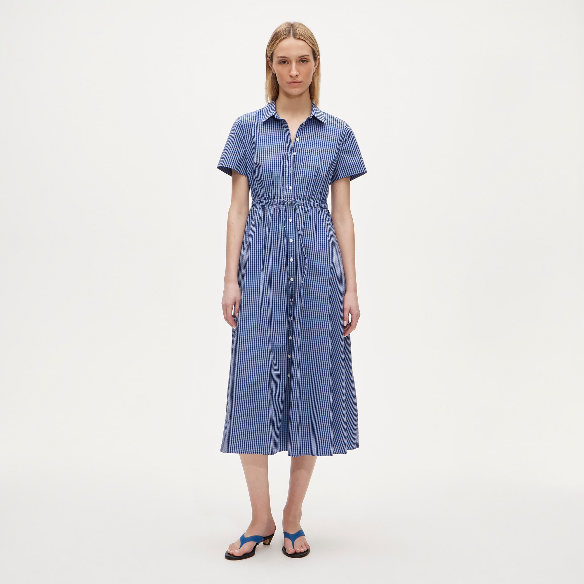 Cerise shirt-dress in gingham cotton poplin - image 2