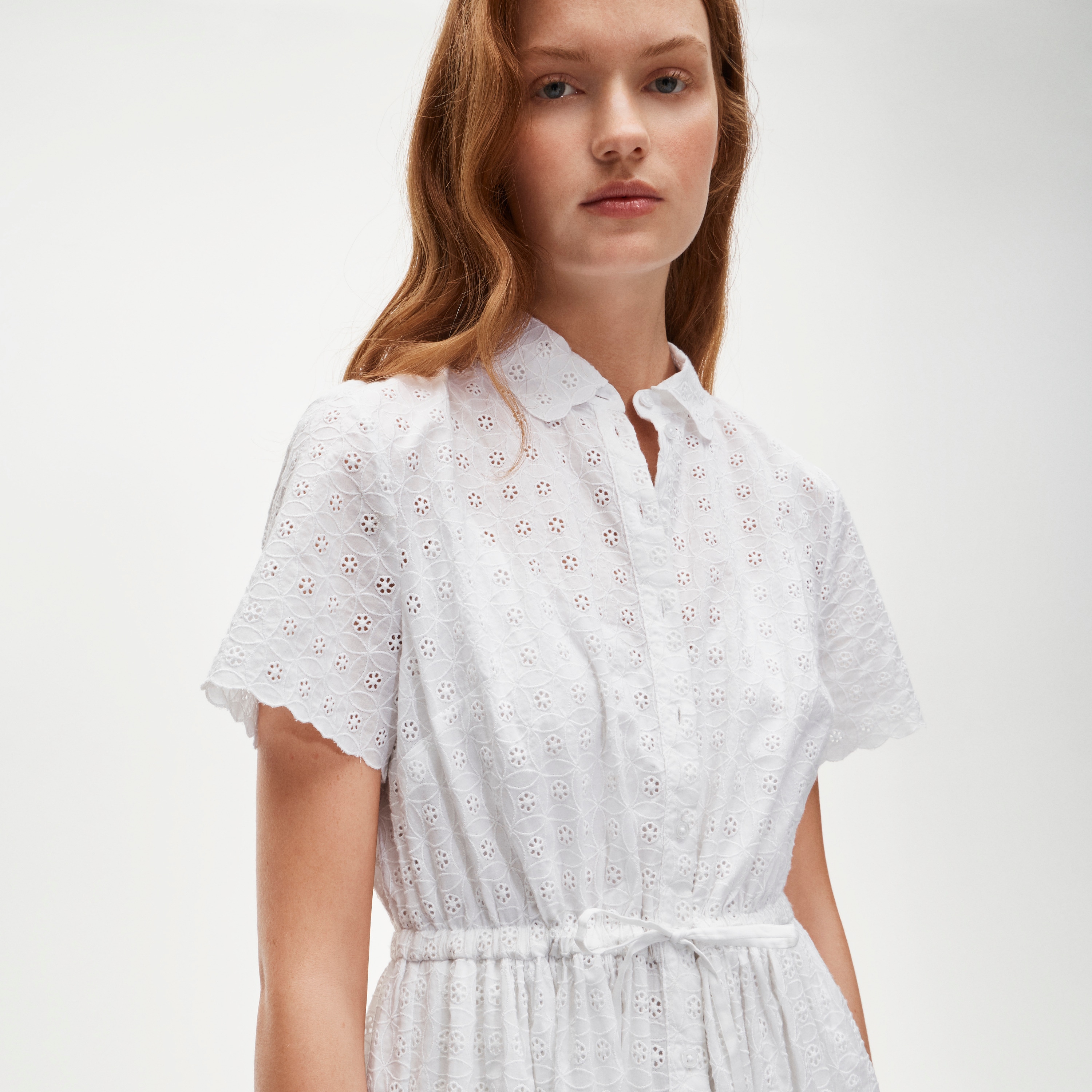 cambridge shirt mini dress J.Crew Women's Tall mini Cerise shirt-dress in eyelet cotton poplin (Size 12)