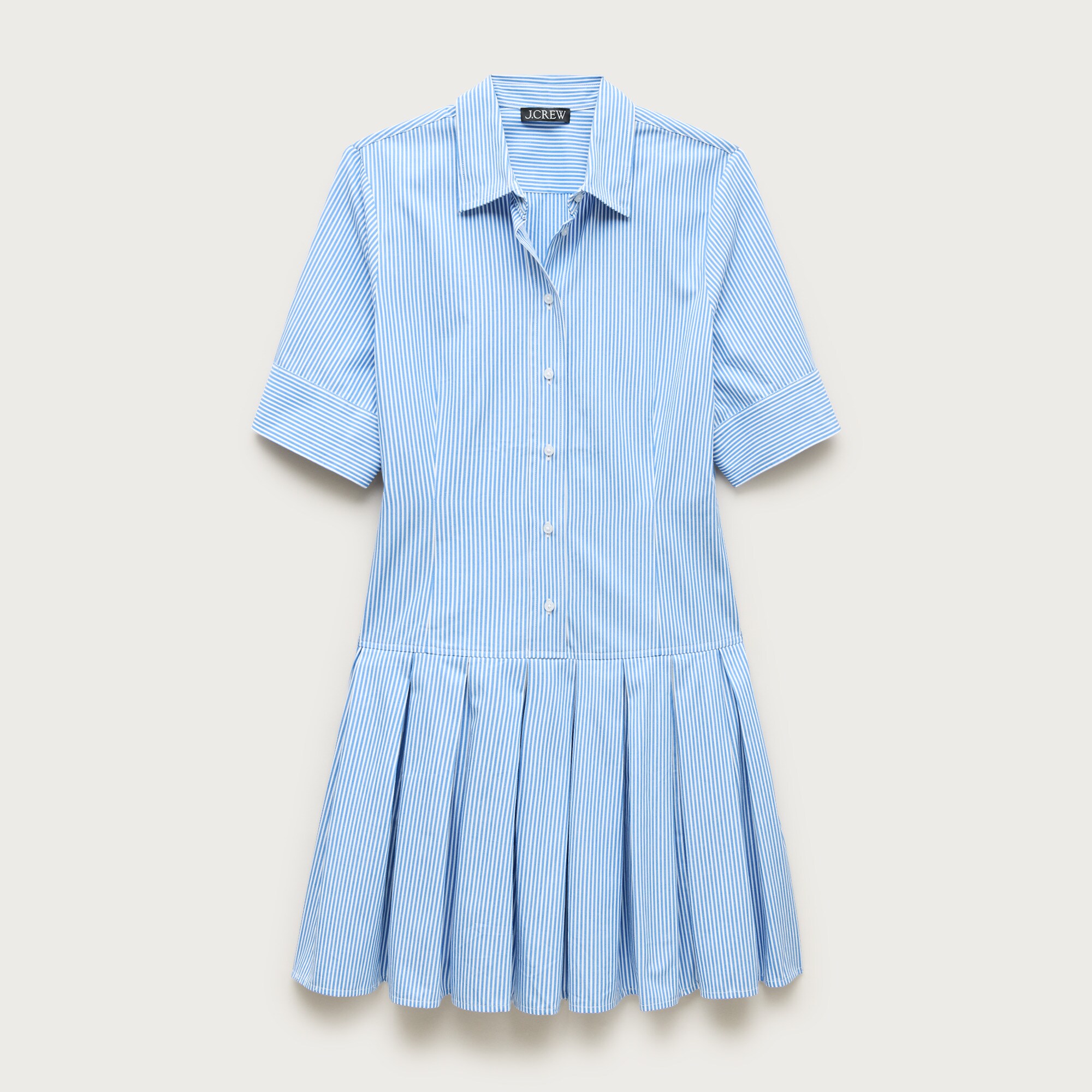 Ophelia mini shirt-dress in striped cotton poplin