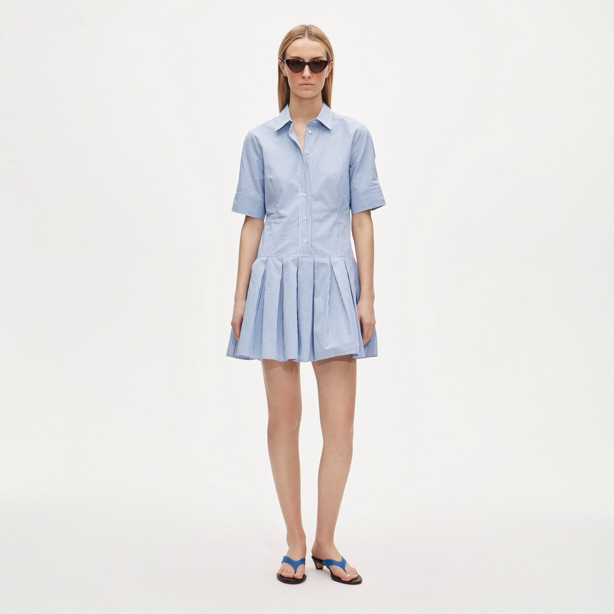 Ophelia mini shirt-dress in striped cotton poplin - image 2