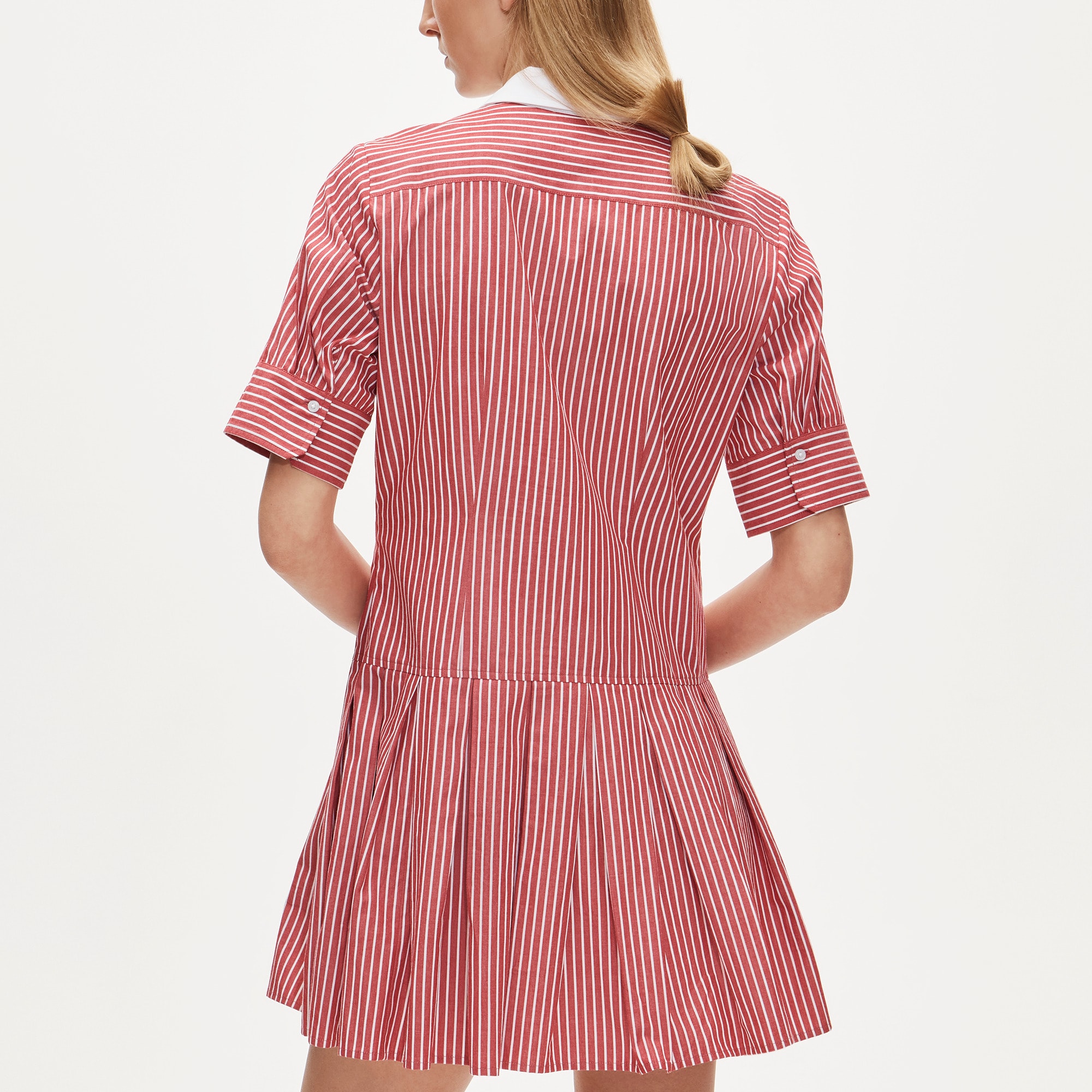Ophelia mini shirt-dress in striped cotton poplin