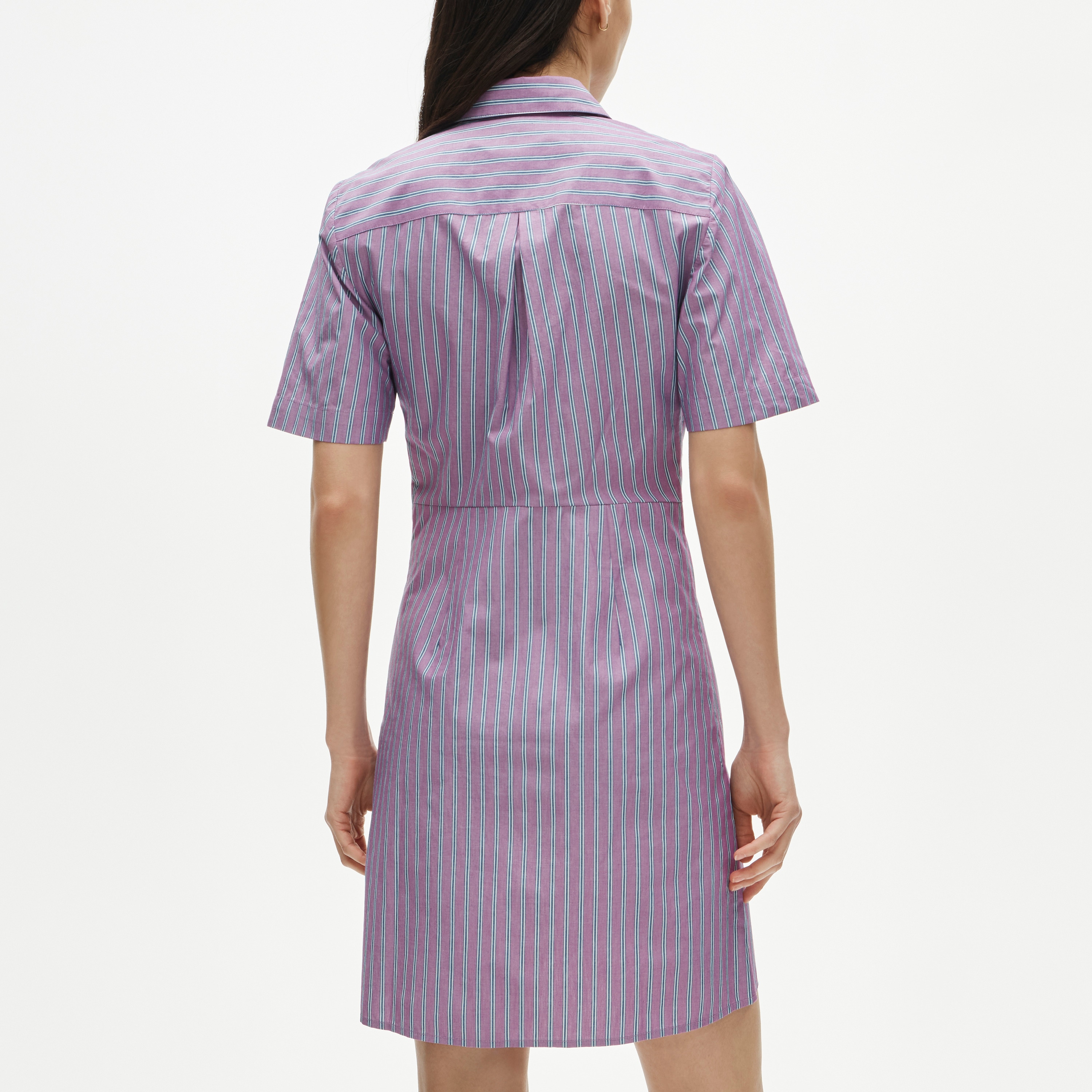 Utility shirt-dress in striped cotton poplin - image 4